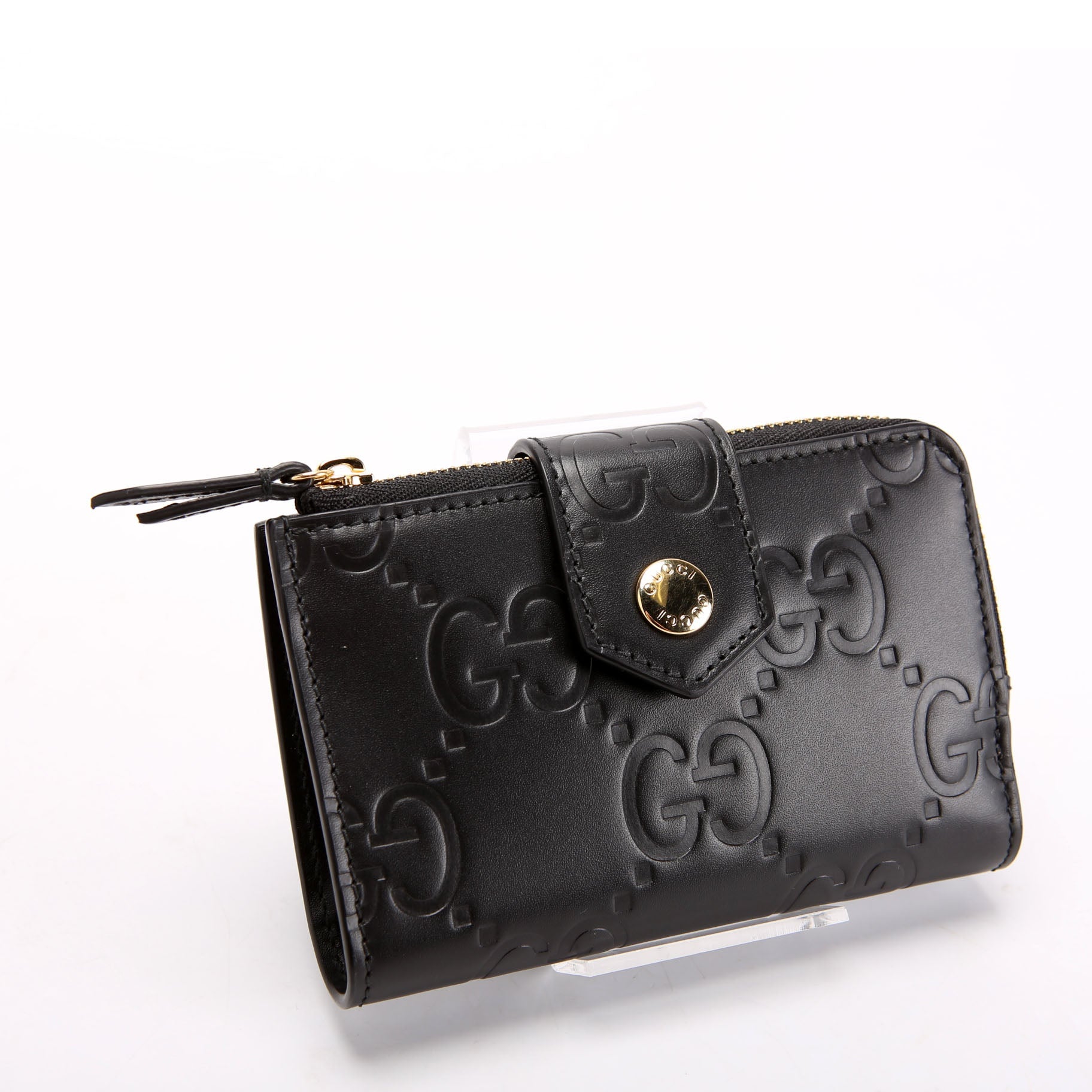 790131 Jumbo GG Leather Medium Bifold Wallet Black