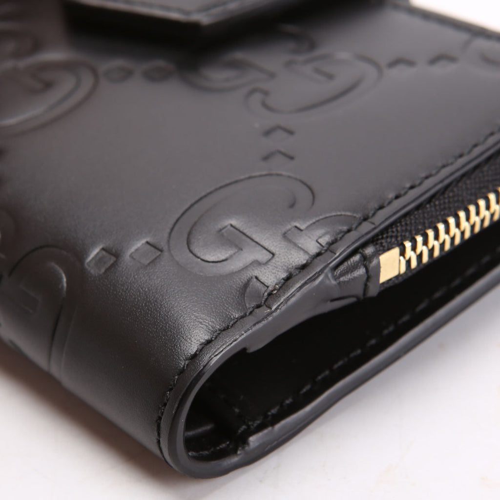 790131 Jumbo GG Leather Medium Bifold Wallet Black