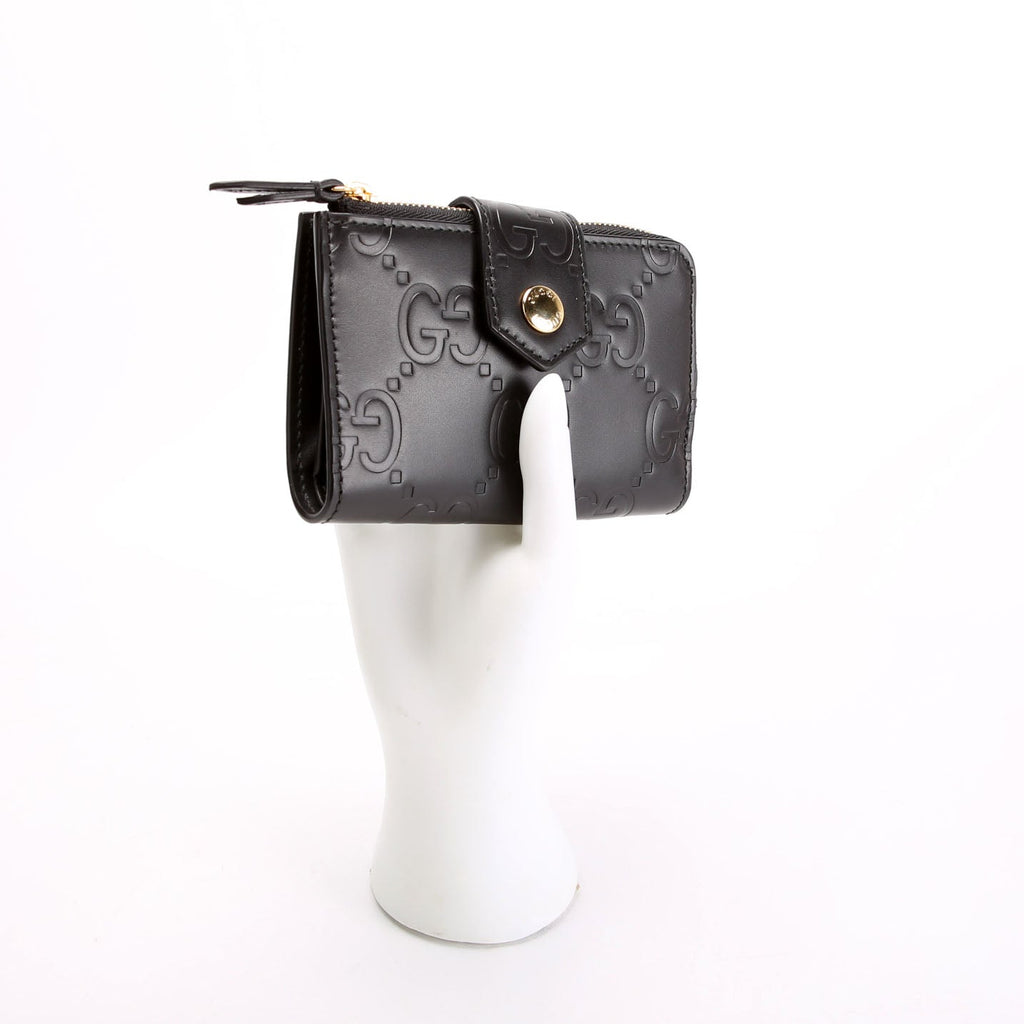 790131 Jumbo GG Leather Medium Bifold Wallet Black