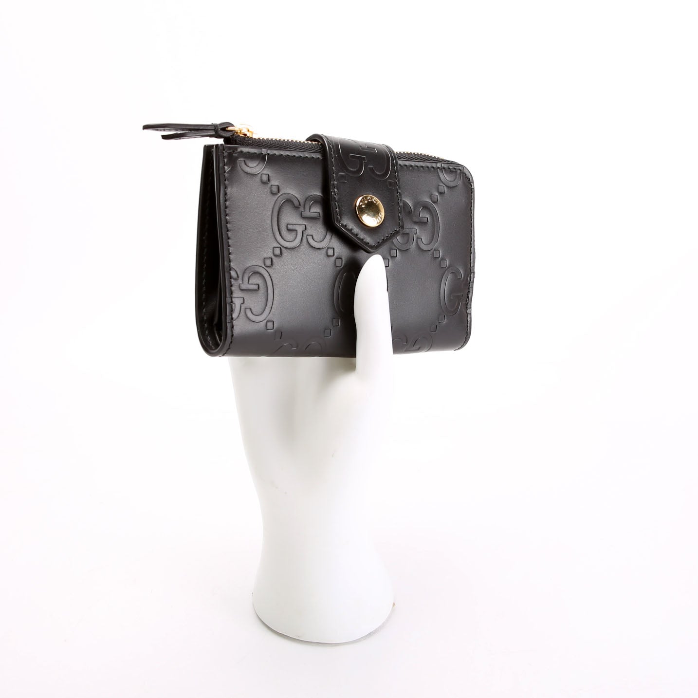 790131 Jumbo GG Leather Medium Bifold Wallet Black