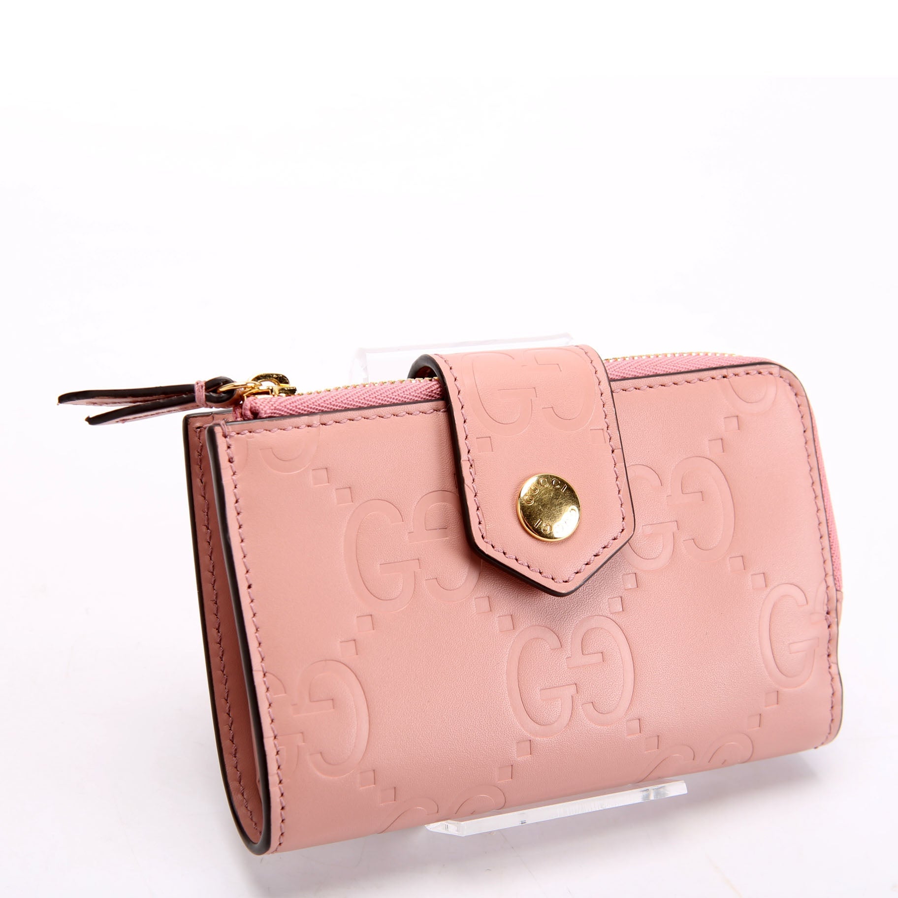Gucci 790131 Jumbo GG Leather Medium Bifold Wallet Pink