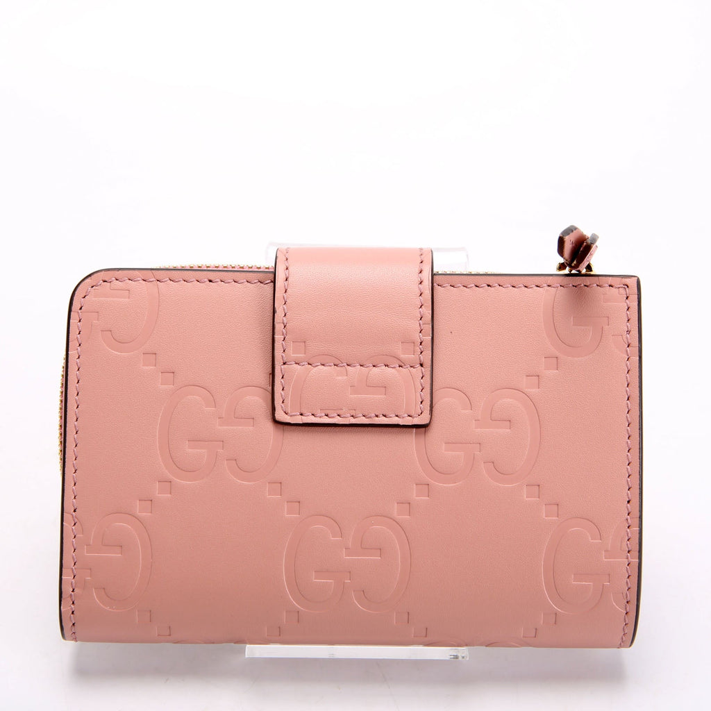 Gucci 790131 Jumbo GG Leather Medium Bifold Wallet Pink