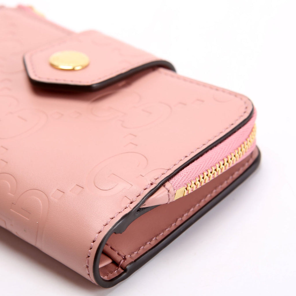 Gucci 790131 Jumbo GG Leather Medium Bifold Wallet Pink