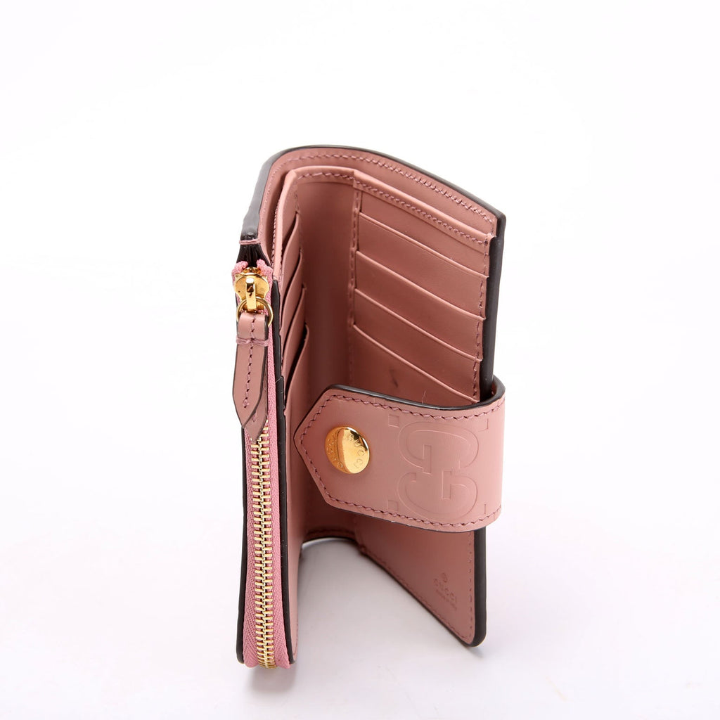 Gucci 790131 Jumbo GG Leather Medium Bifold Wallet Pink
