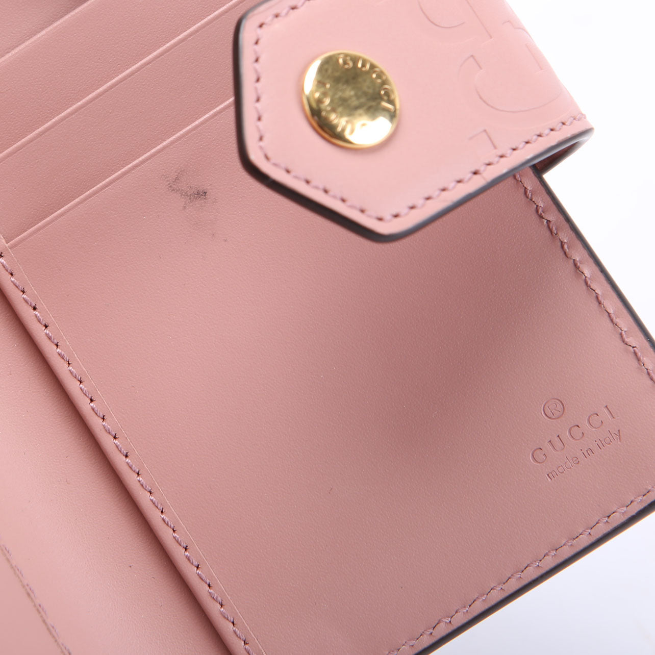 Gucci 790131 Jumbo GG Leather Medium Bifold Wallet Pink
