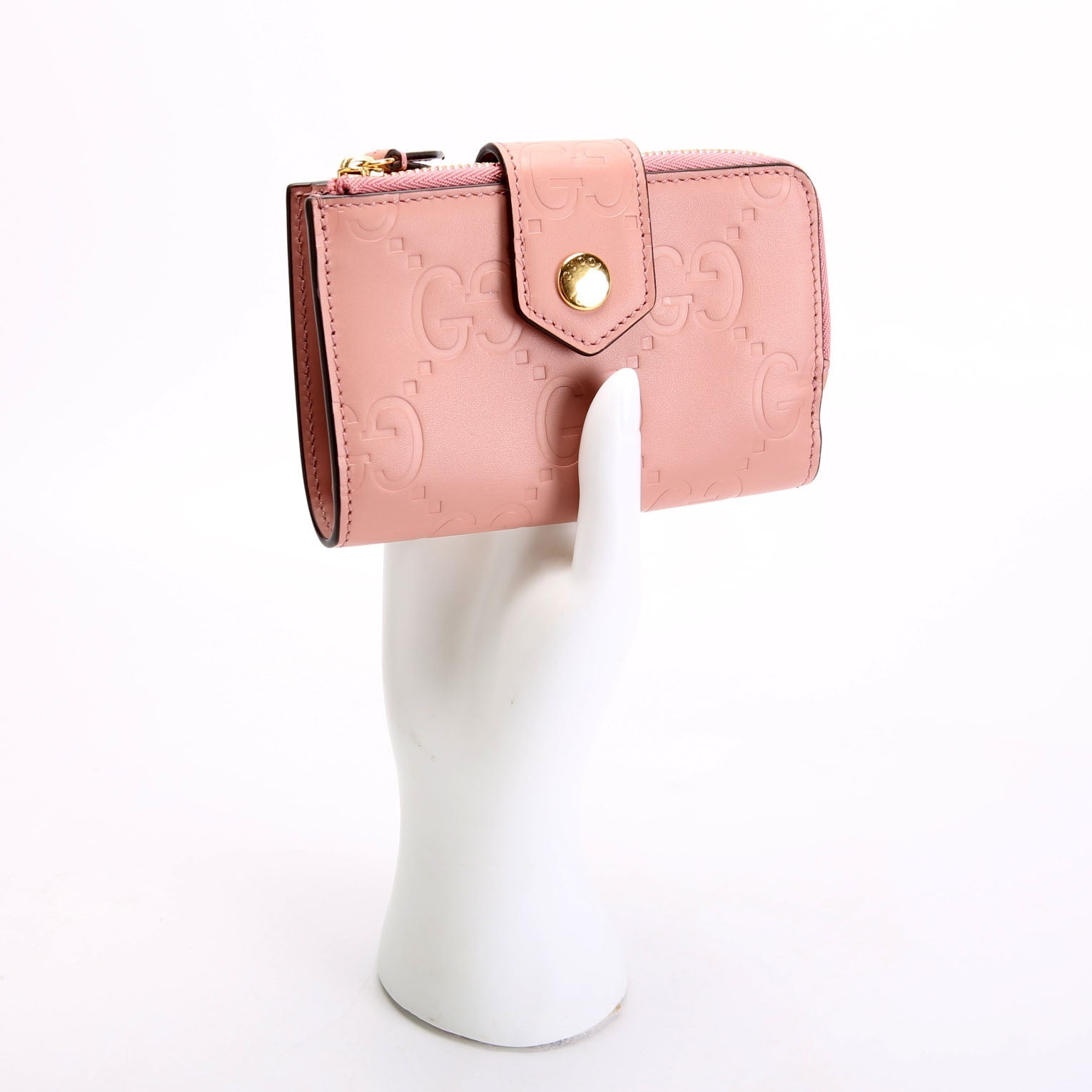 Gucci 790131 Jumbo GG Leather Medium Bifold Wallet Pink