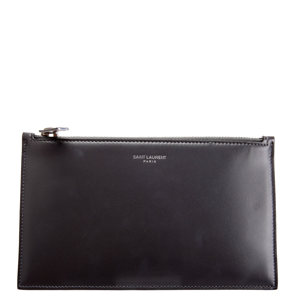 SAINT LAURENT 635097 Calfskin Pouch Small Grey