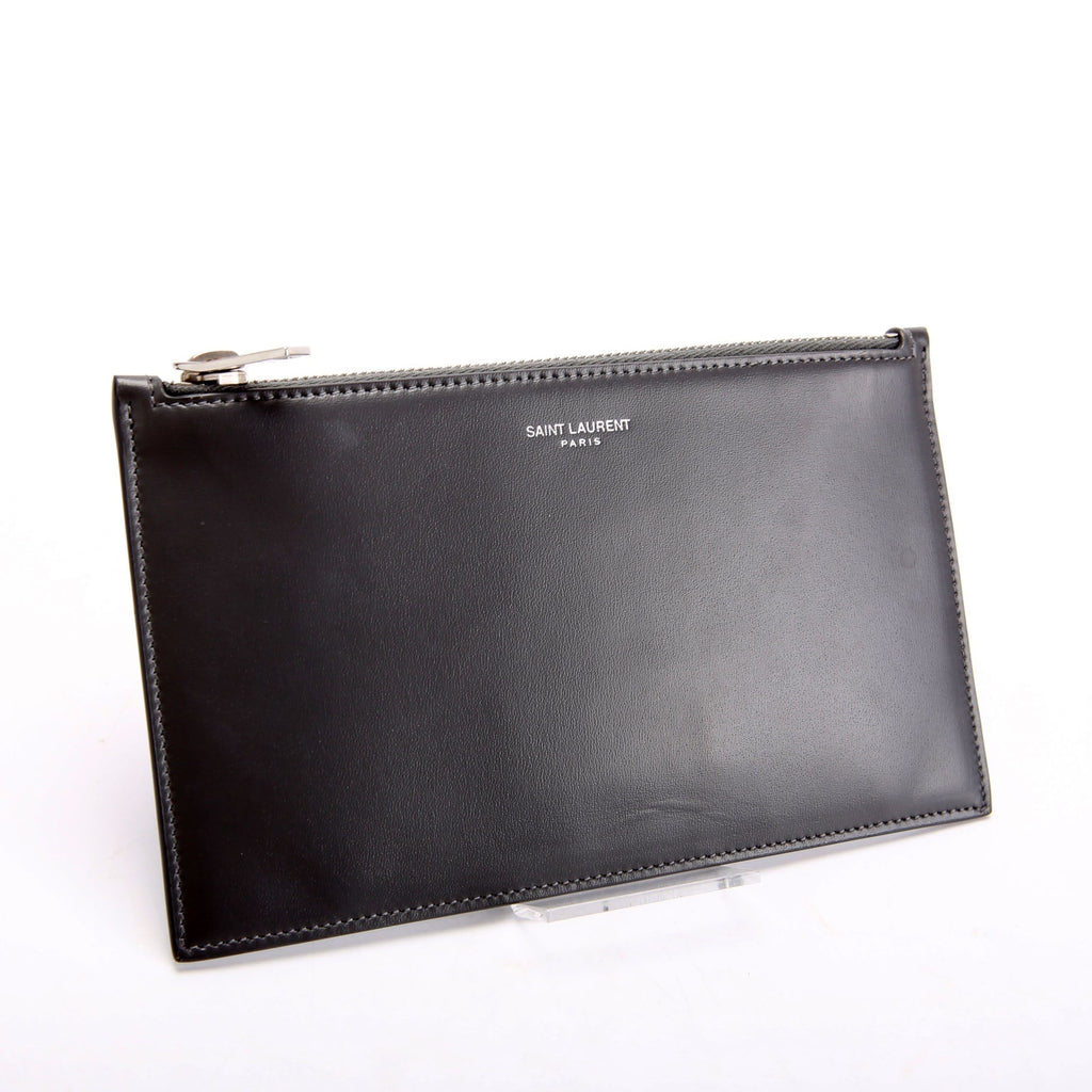 SAINT LAURENT 635097 Calfskin Pouch Small Grey