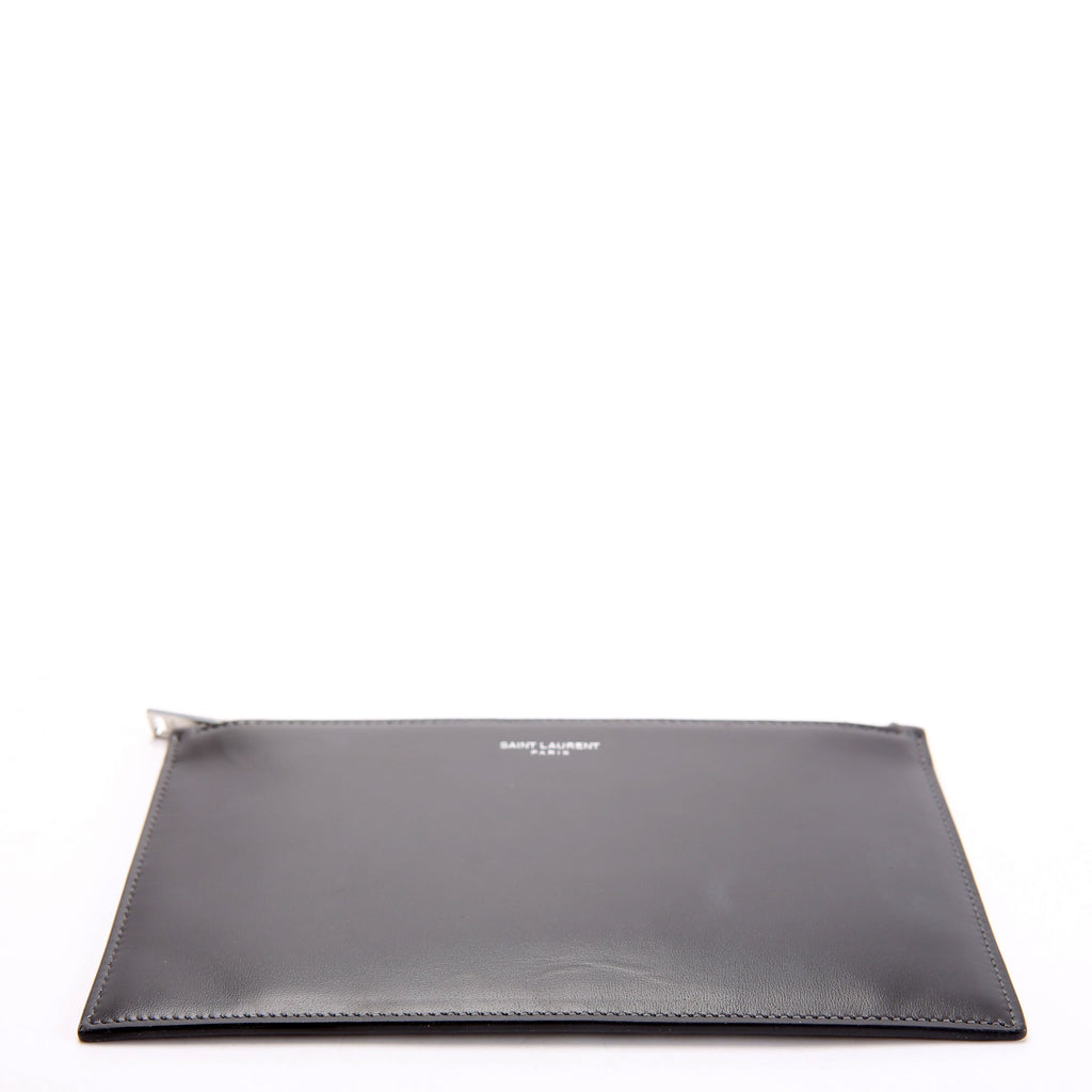 SAINT LAURENT 635097 Calfskin Pouch Small Grey