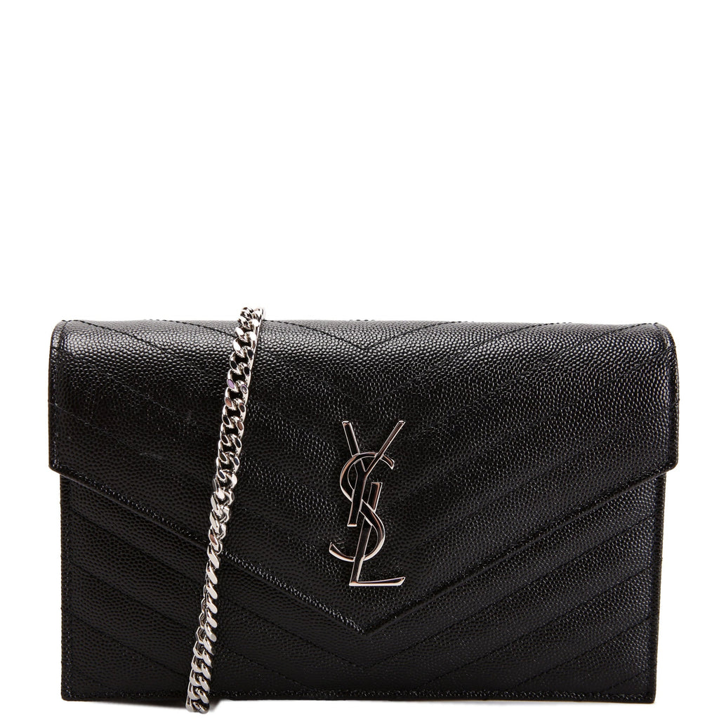 SAINT LAURENT Envelope Chain Wallet 857605 Black