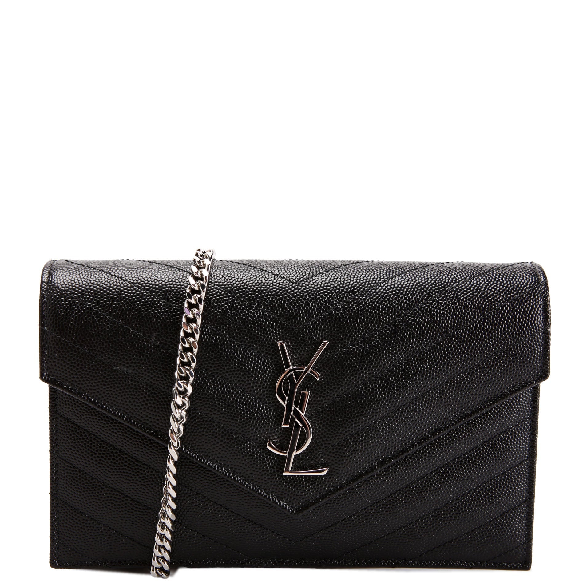 SAINT LAURENT Envelope Chain Wallet 857605 Black