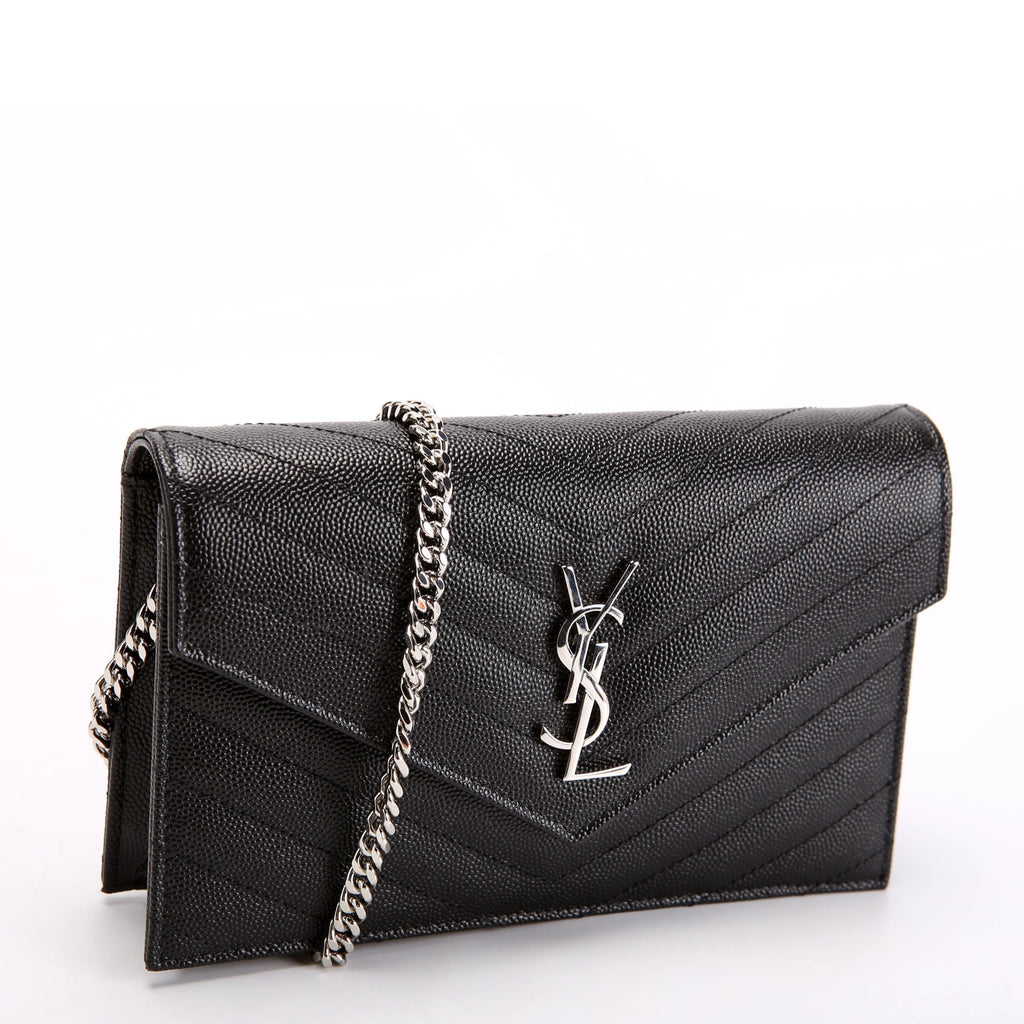 SAINT LAURENT Envelope Chain Wallet 857605 Black