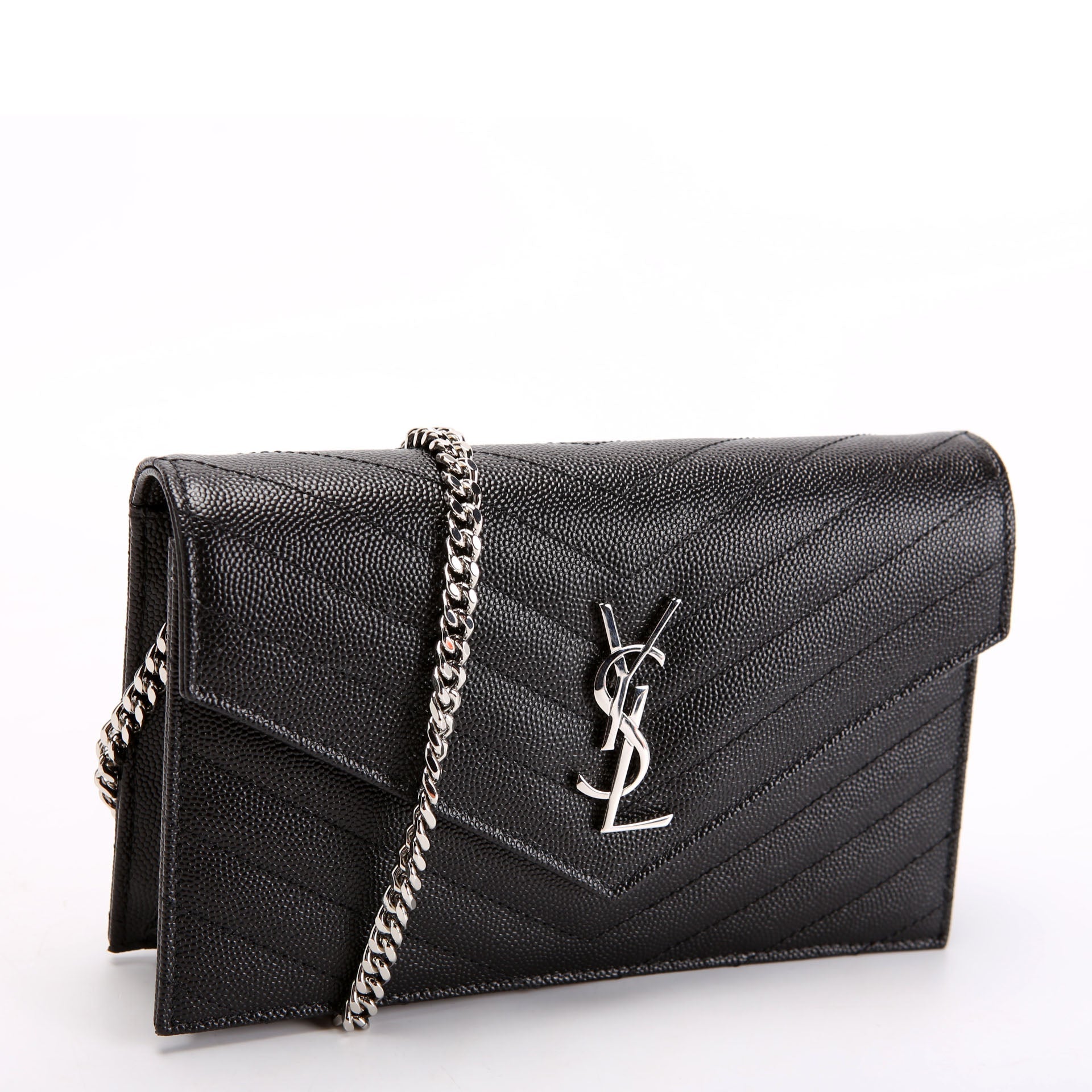 SAINT LAURENT Envelope Chain Wallet 857605 Black