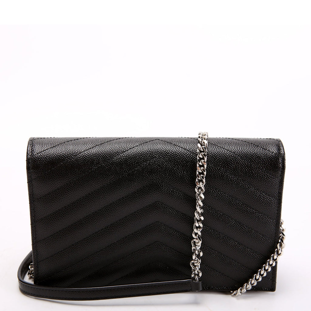 SAINT LAURENT Envelope Chain Wallet 857605 Black