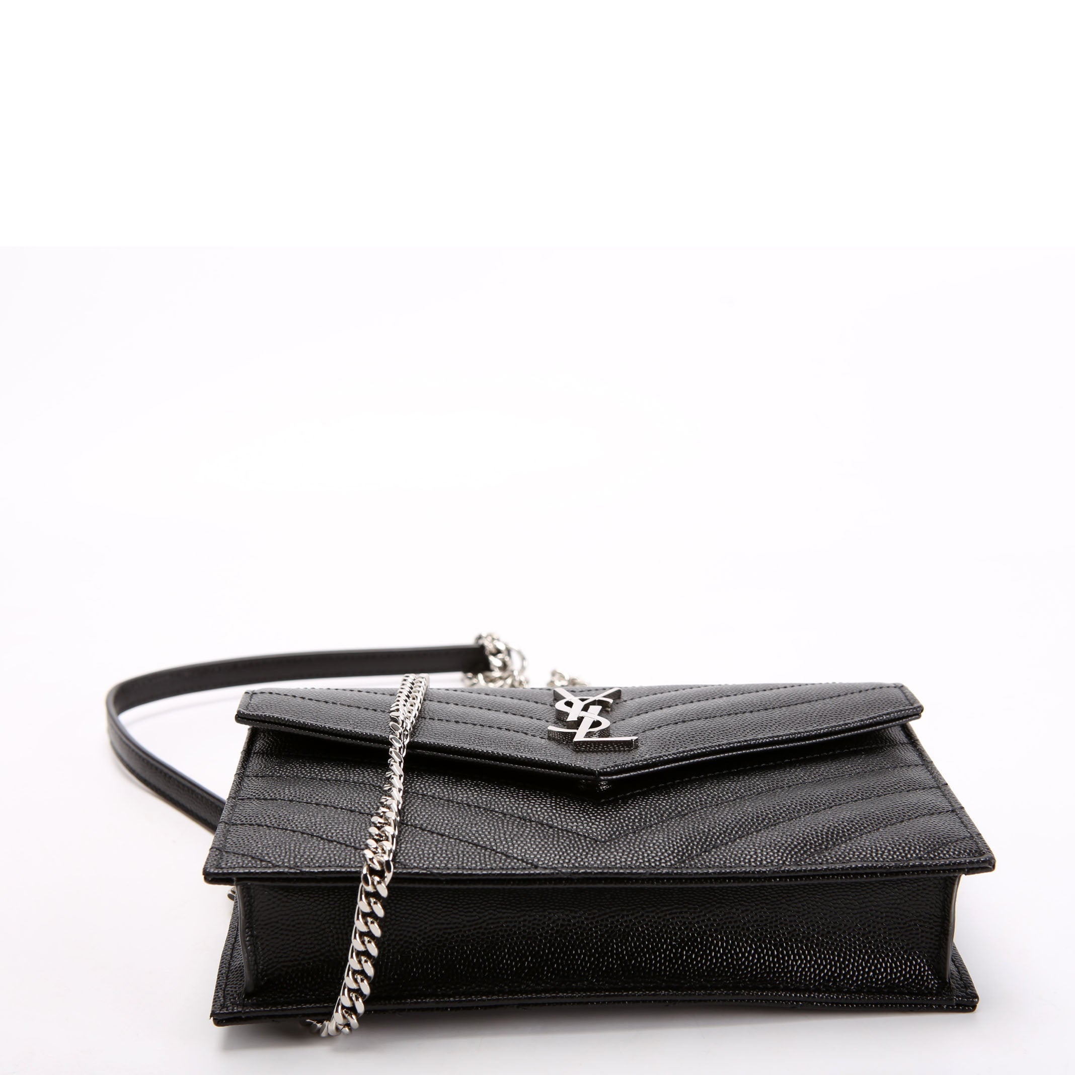 SAINT LAURENT Envelope Chain Wallet 857605 Black