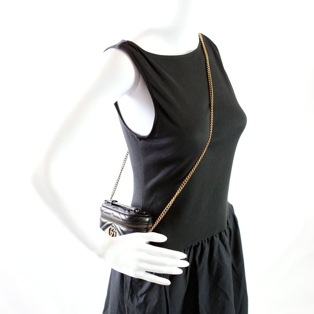 699515 GG Marmont Mini Top Handle Black