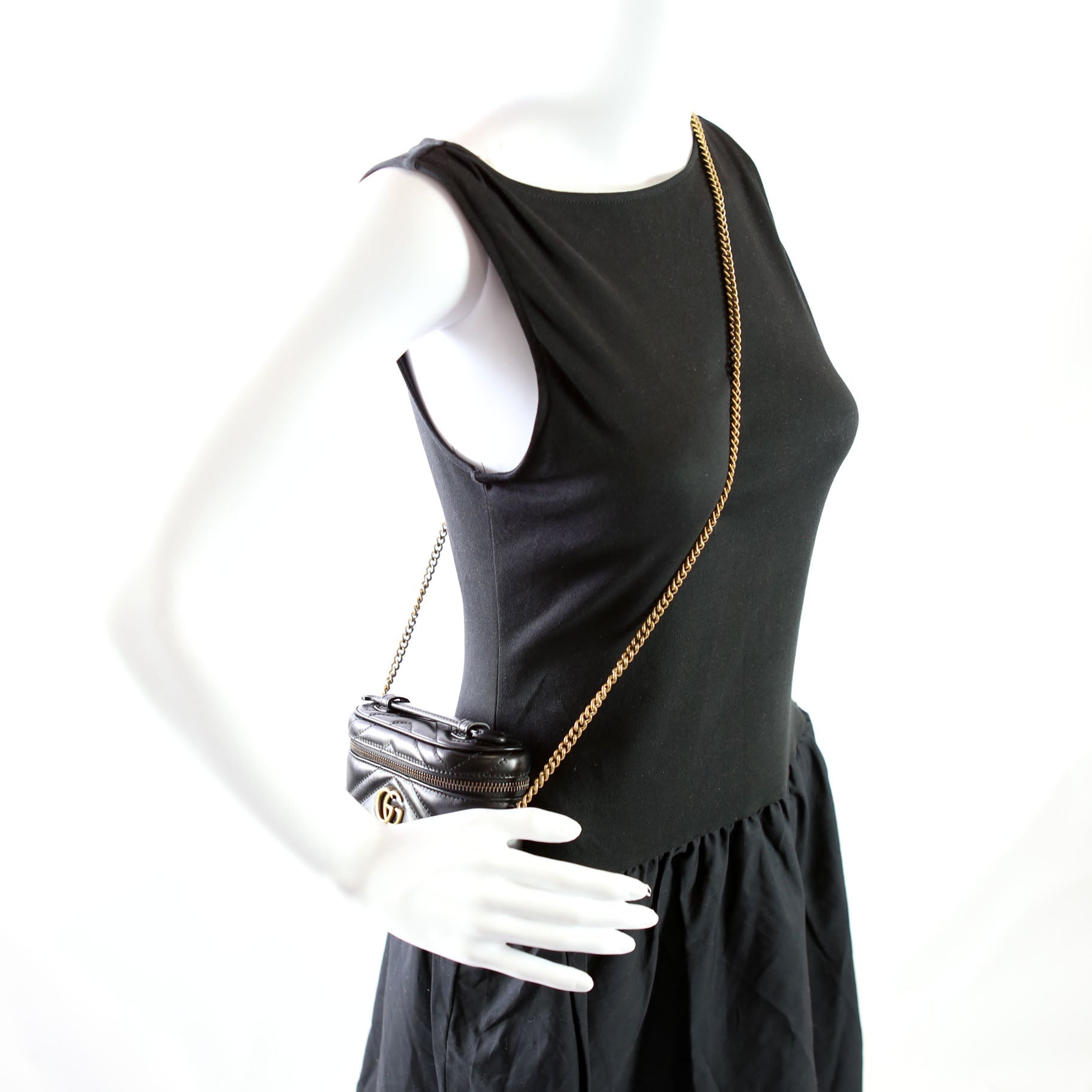 699515 GG Marmont Mini Top Handle Black