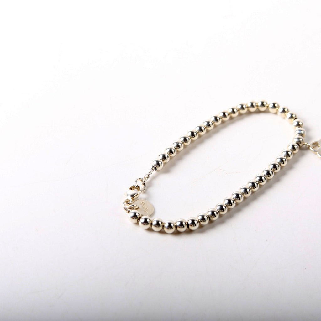 Please Return To Mini Heart With Diamond Bead Chain Bracelet 925