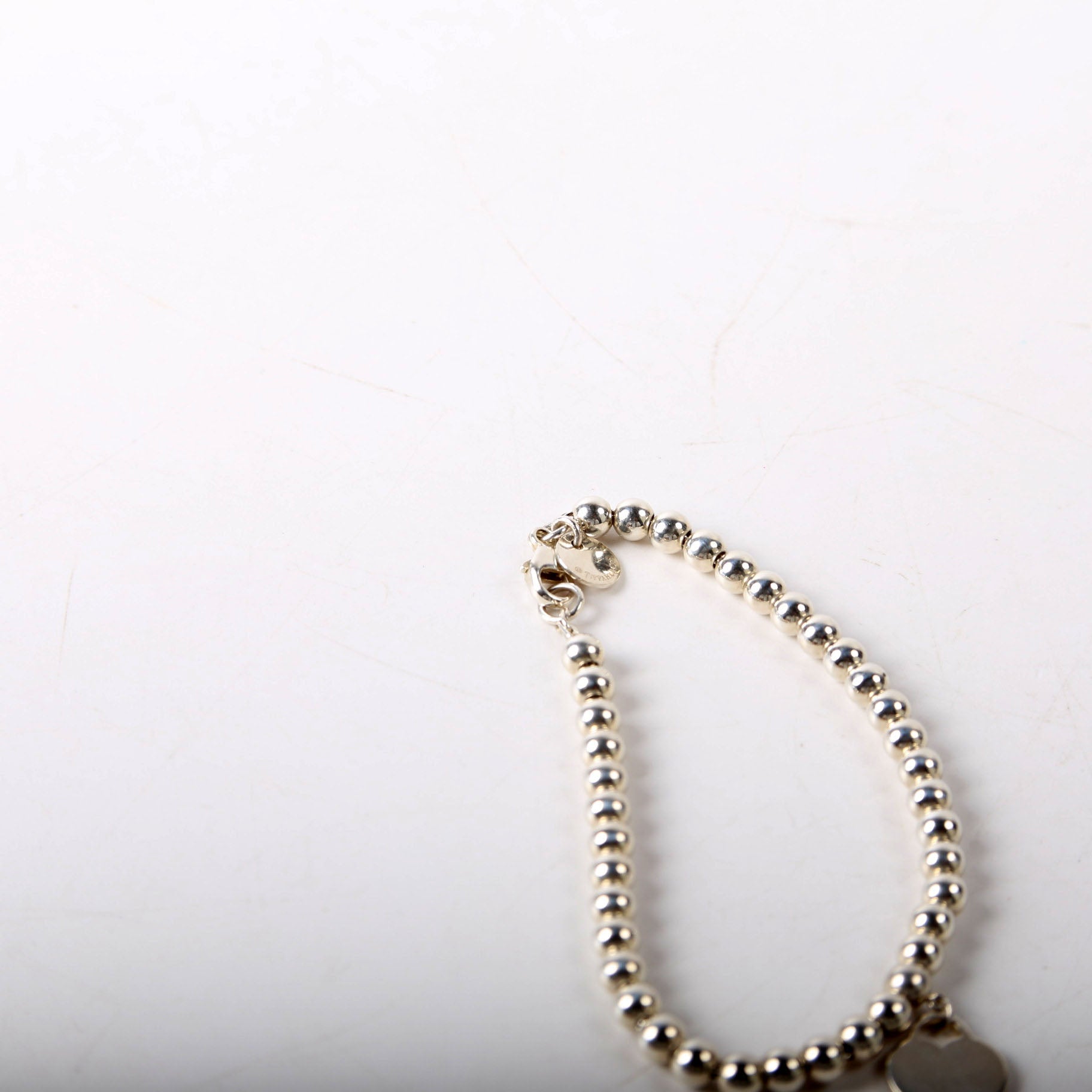 Please Return To Mini Heart With Diamond Bead Chain Bracelet 925