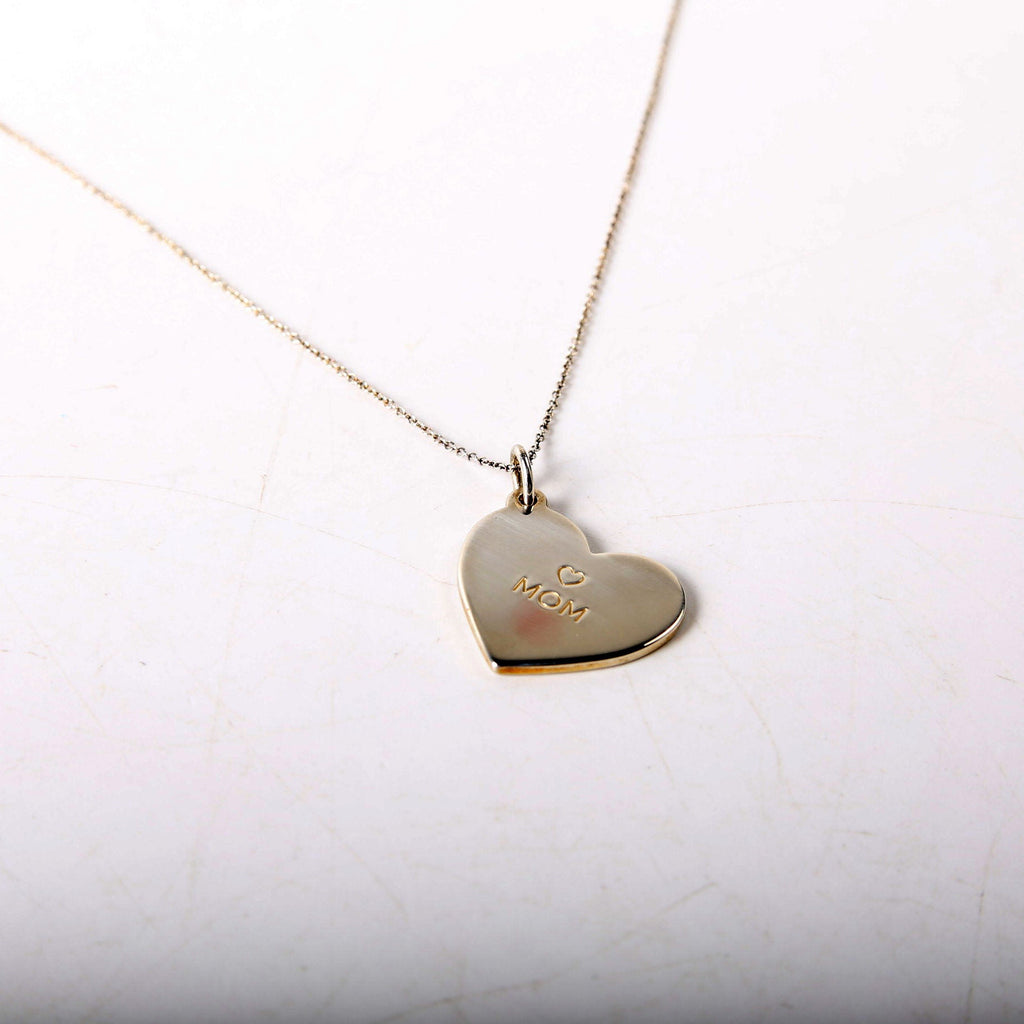 Mom Heart Charm Pendant Necklace 925