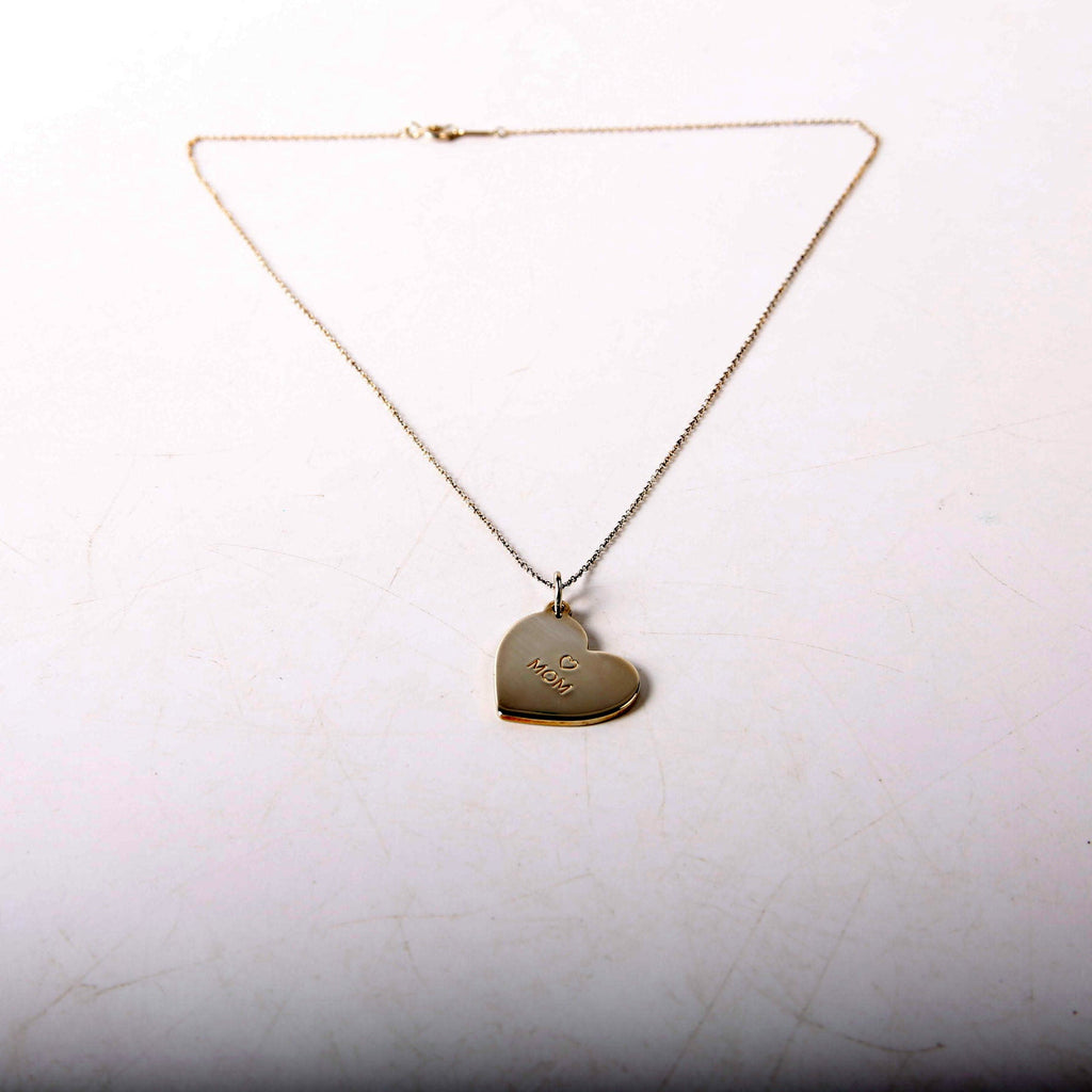 Mom Heart Charm Pendant Necklace 925