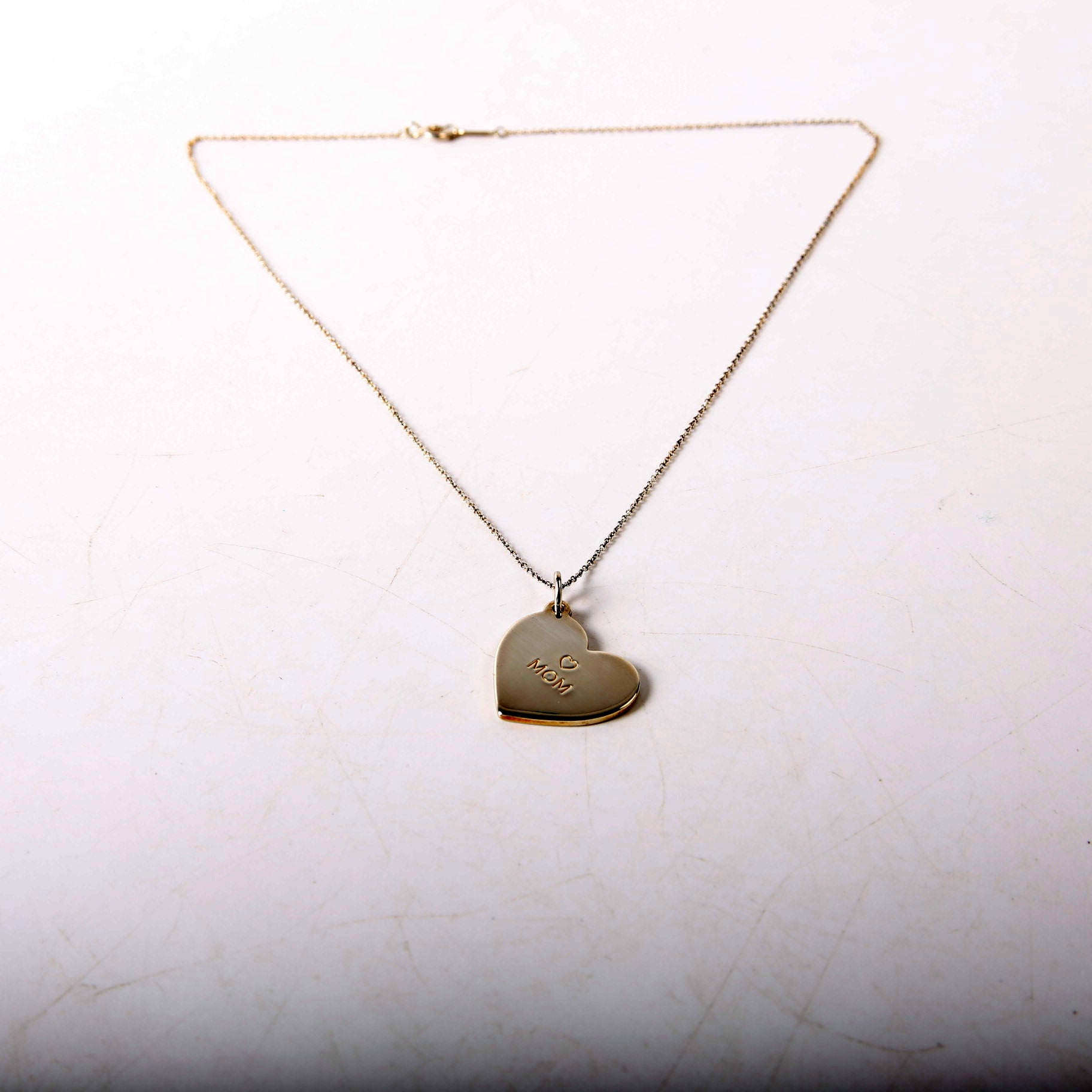 Mom Heart Charm Pendant Necklace 925