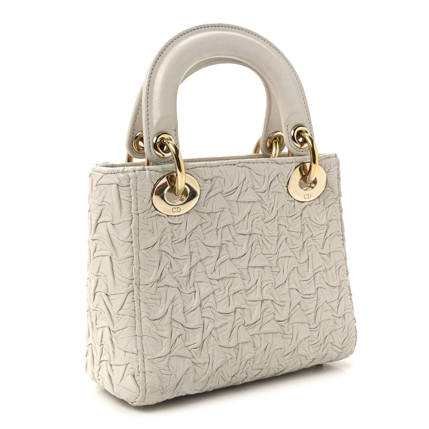 Christian Dior Lambskin Gathered Mini Lady Dior White
