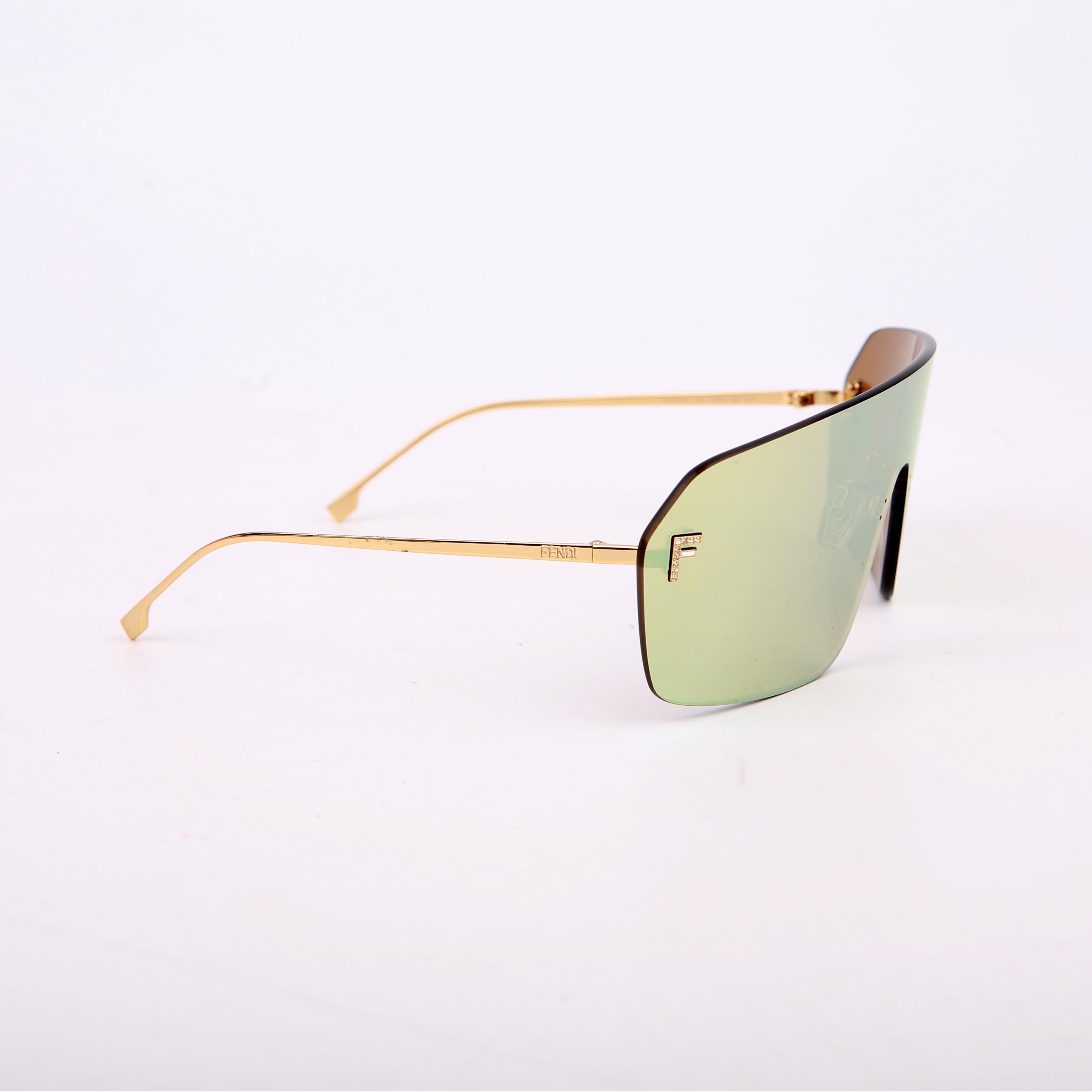 Fendi FE4121 Mirror Crystal Sunglasses Yellow/Green
