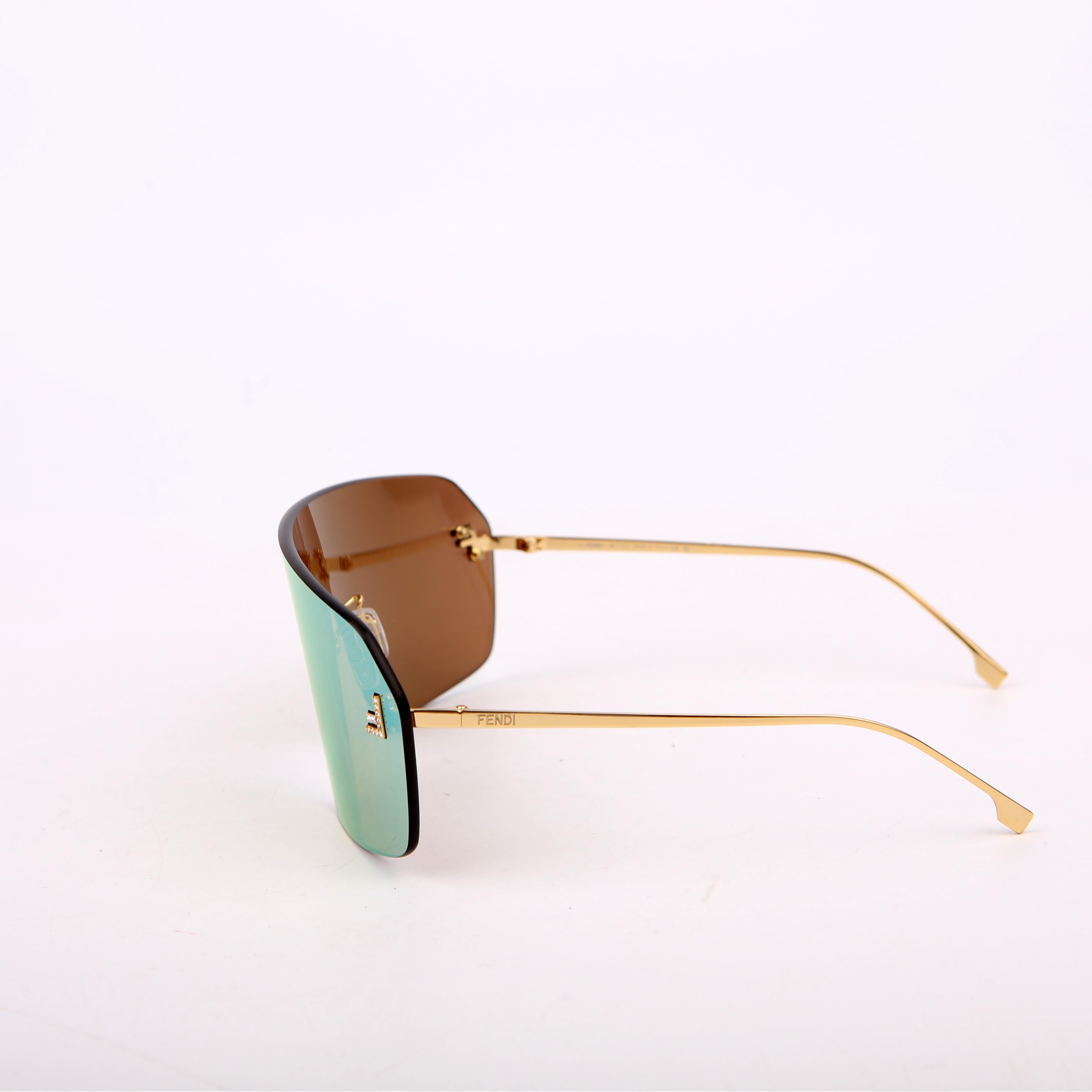 Fendi FE4121 Mirror Crystal Sunglasses Yellow/Green
