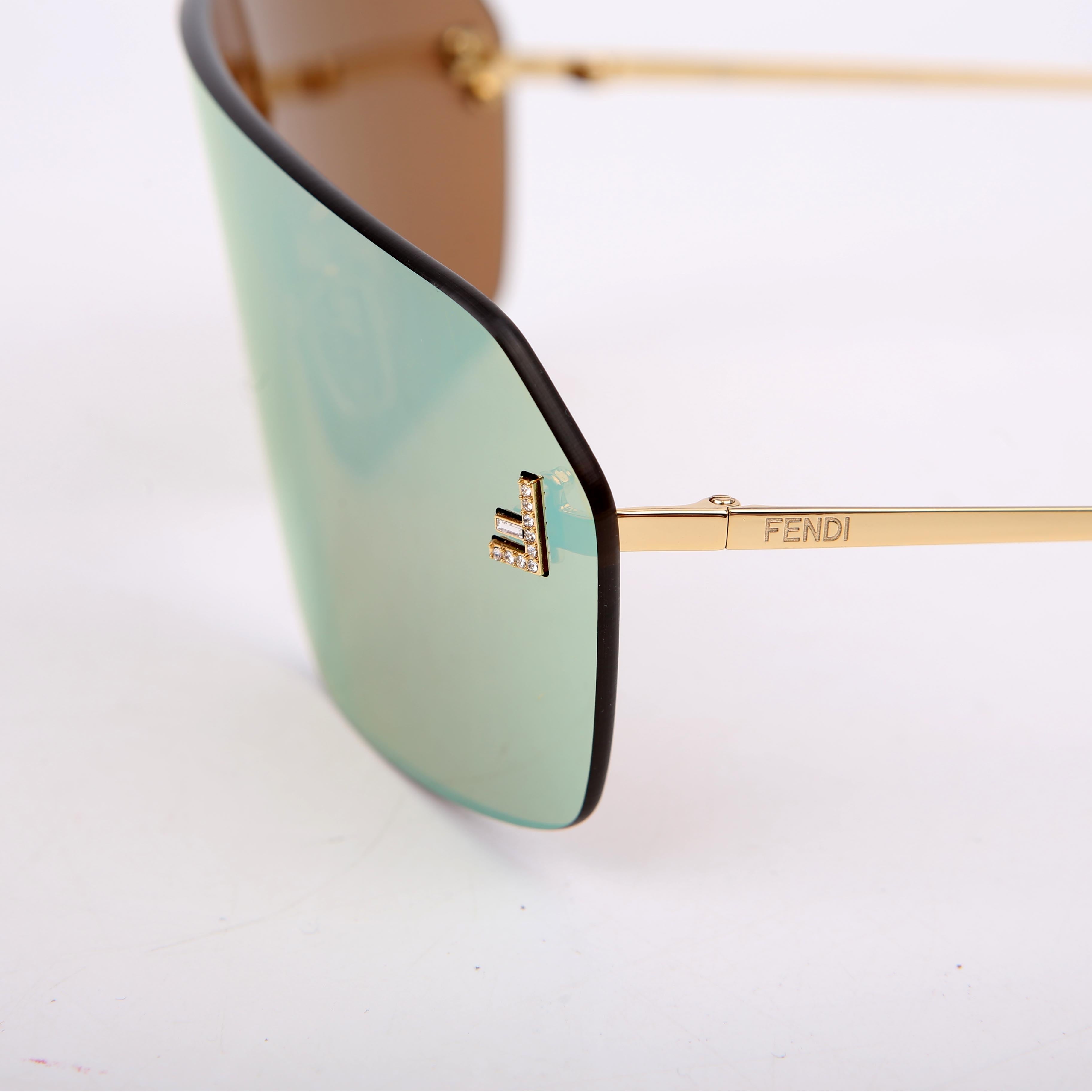 Fendi FE4121 Mirror Crystal Sunglasses Yellow/Green