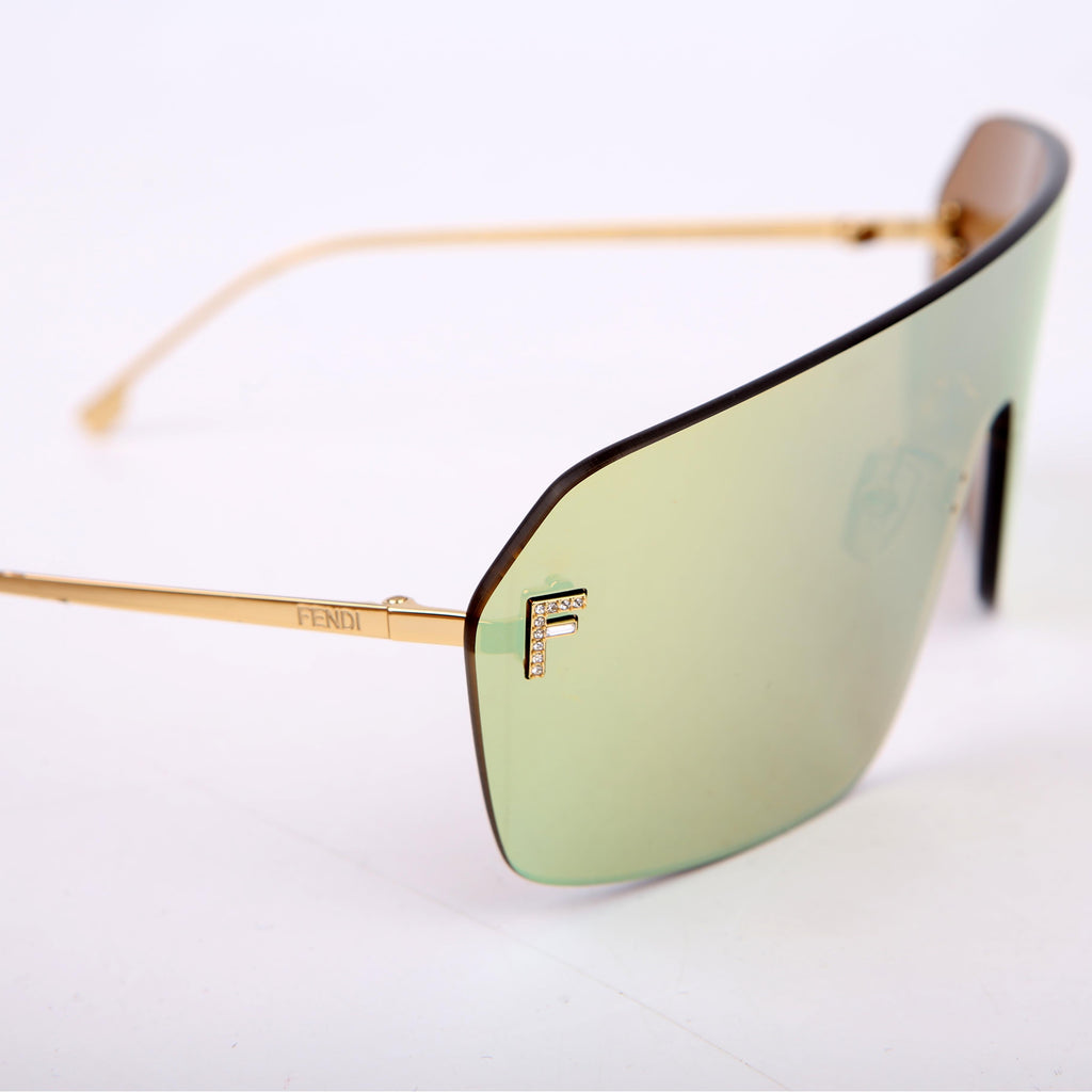 Fendi FE4121 Mirror Crystal Sunglasses Yellow/Green