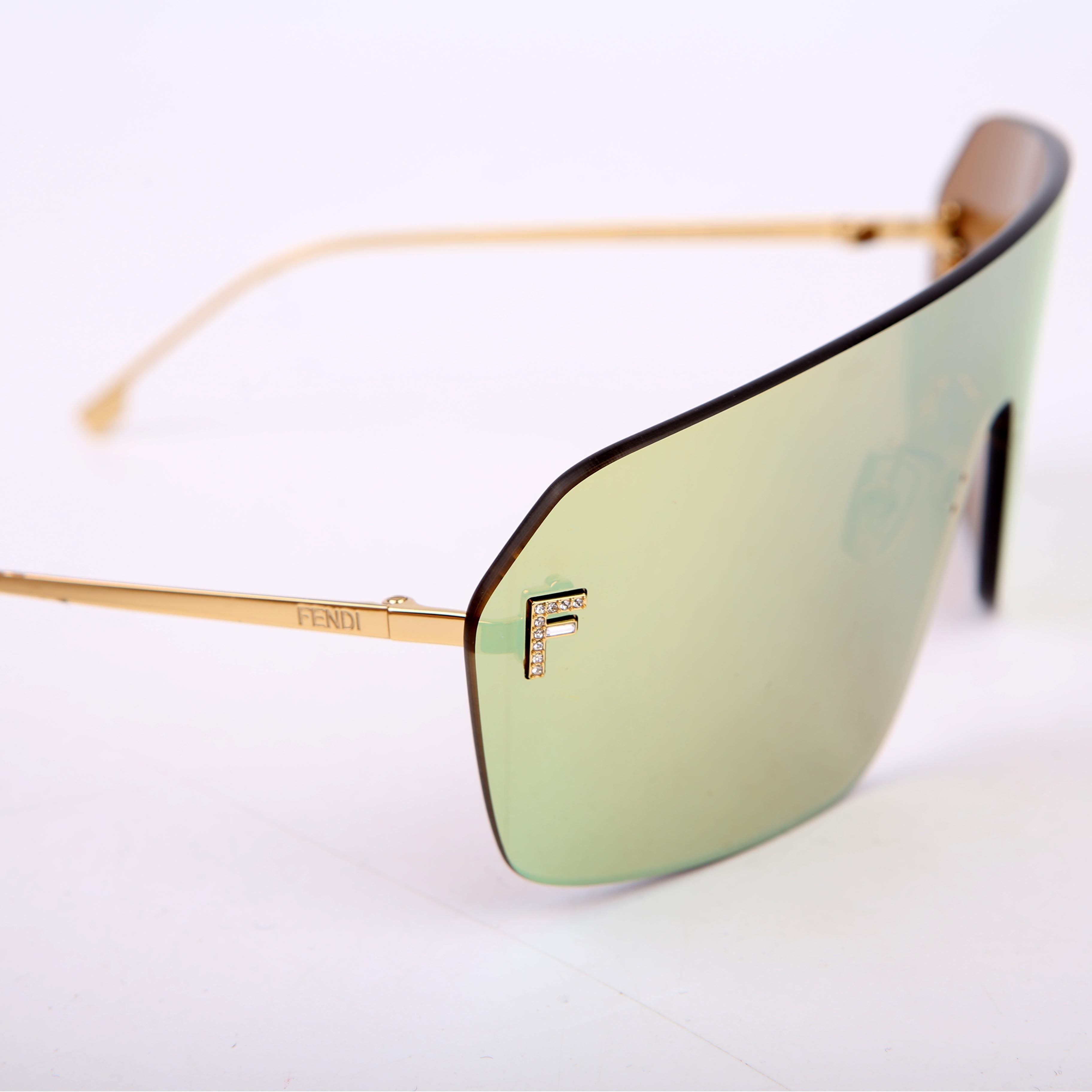 Fendi FE4121 Mirror Crystal Sunglasses Yellow/Green