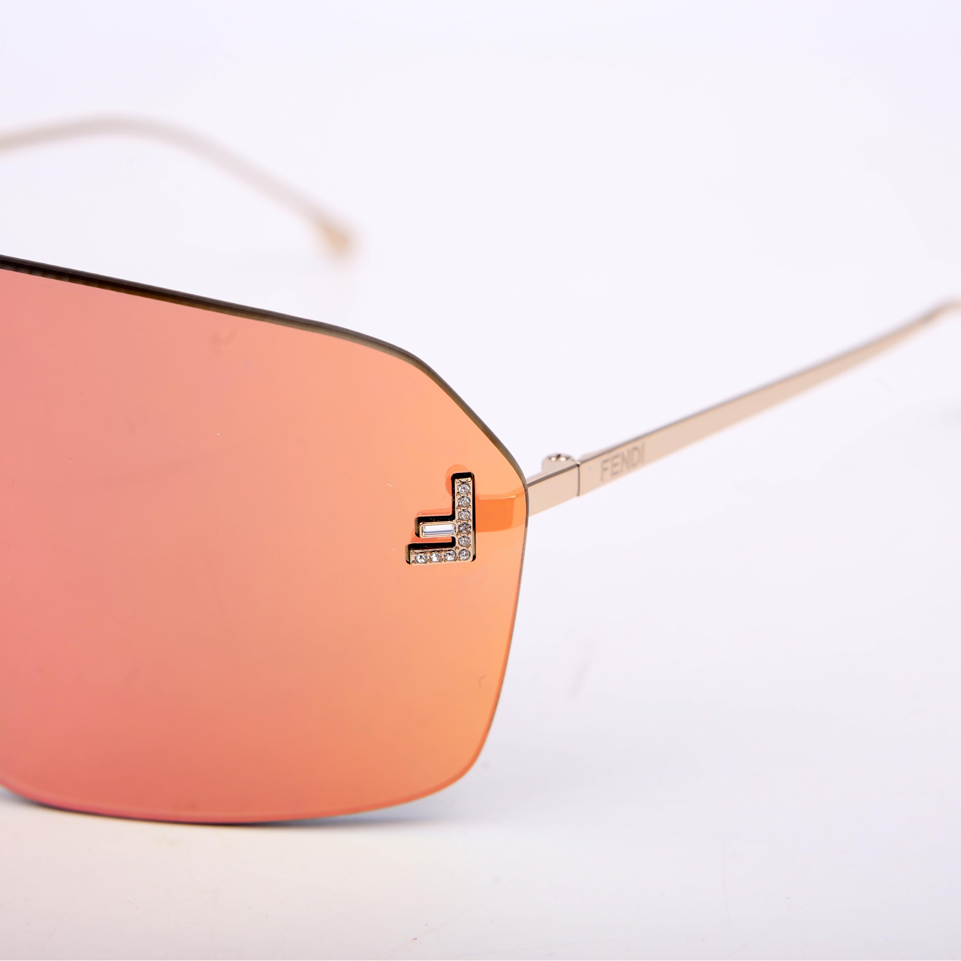 Fendi FE4121 Mirror Crystal Sunglasses Pink/Yellow