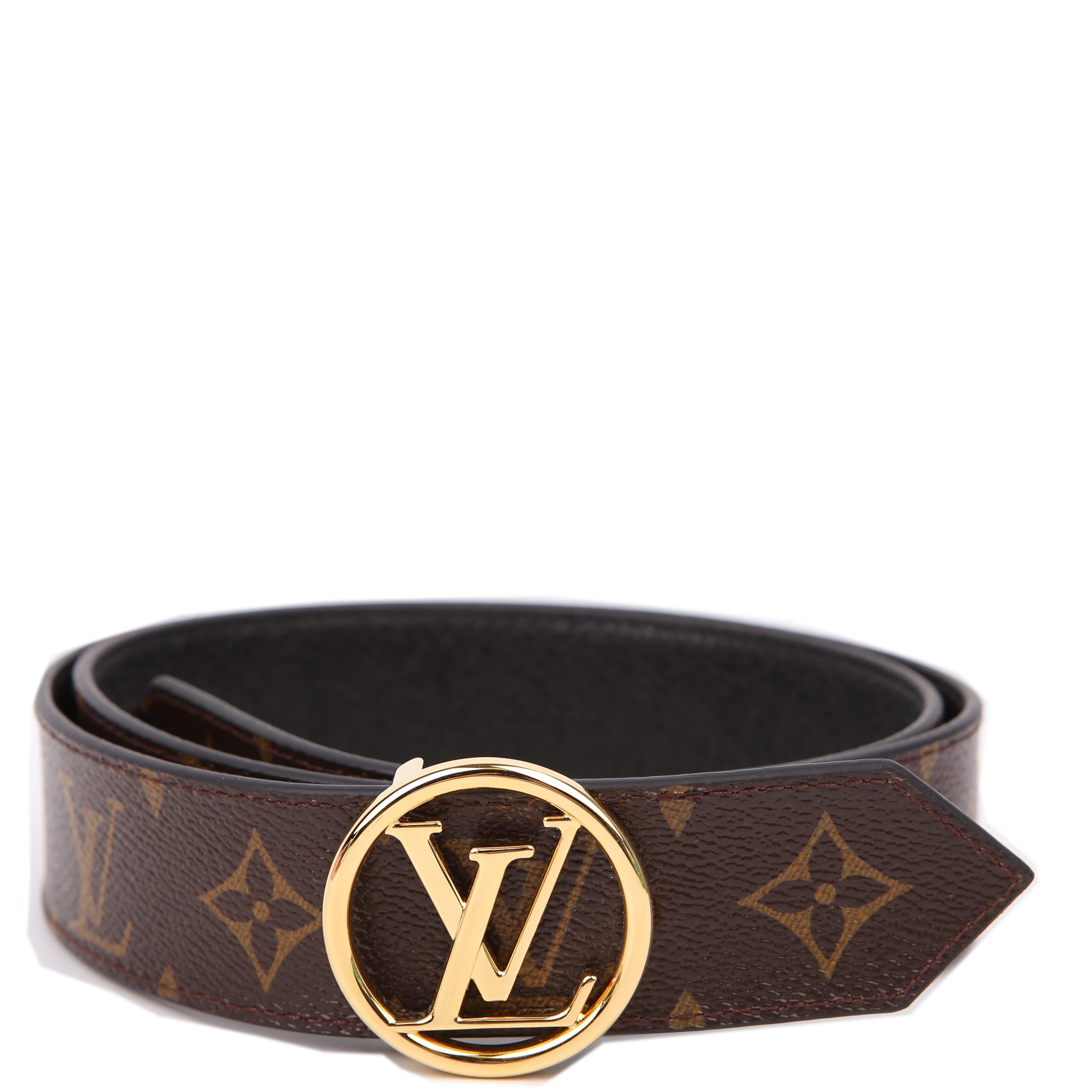 LV Circle 35MM Reversible Leather/Monogra Belt Size 80/32