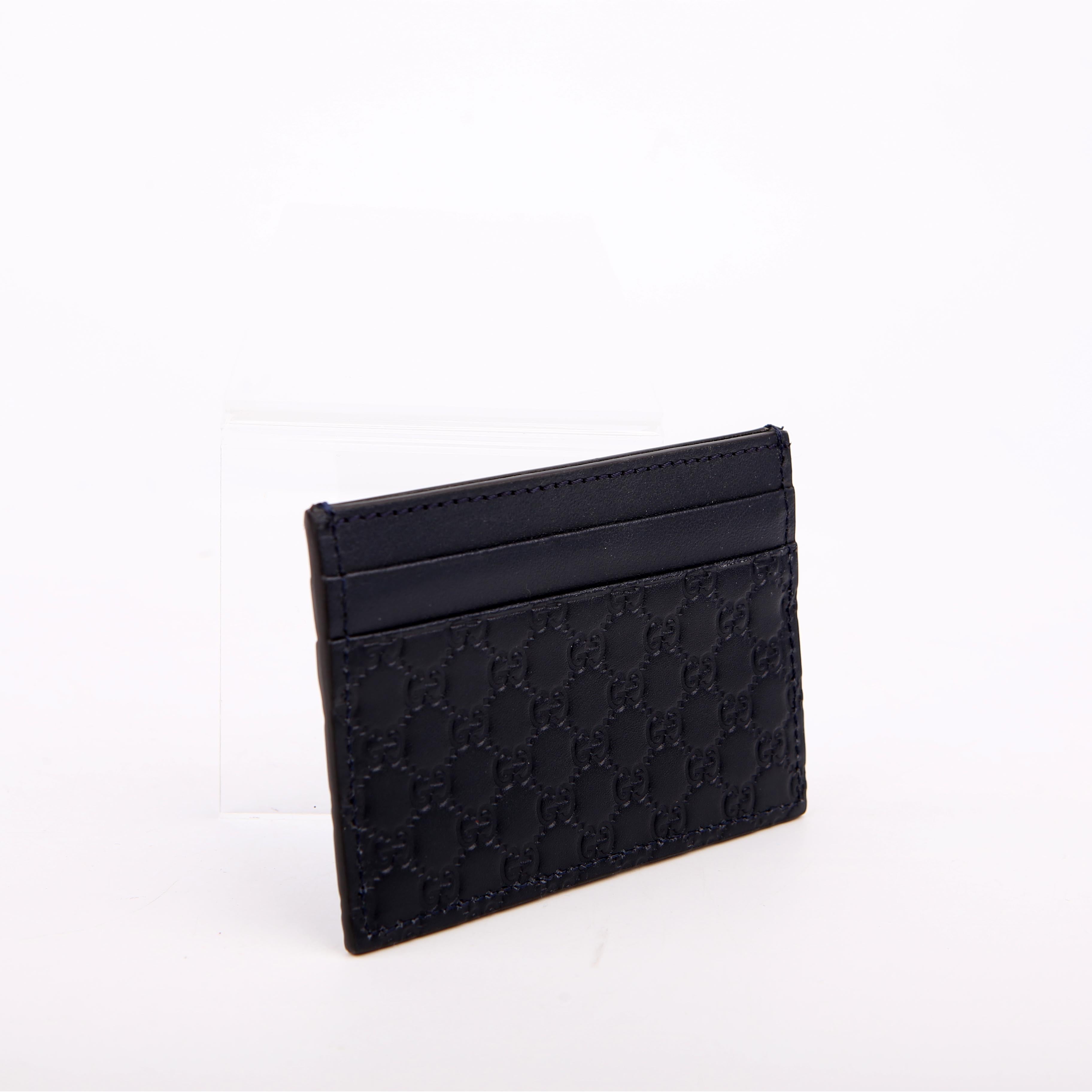 262837 Microguccissima Card Holder Navy Blue