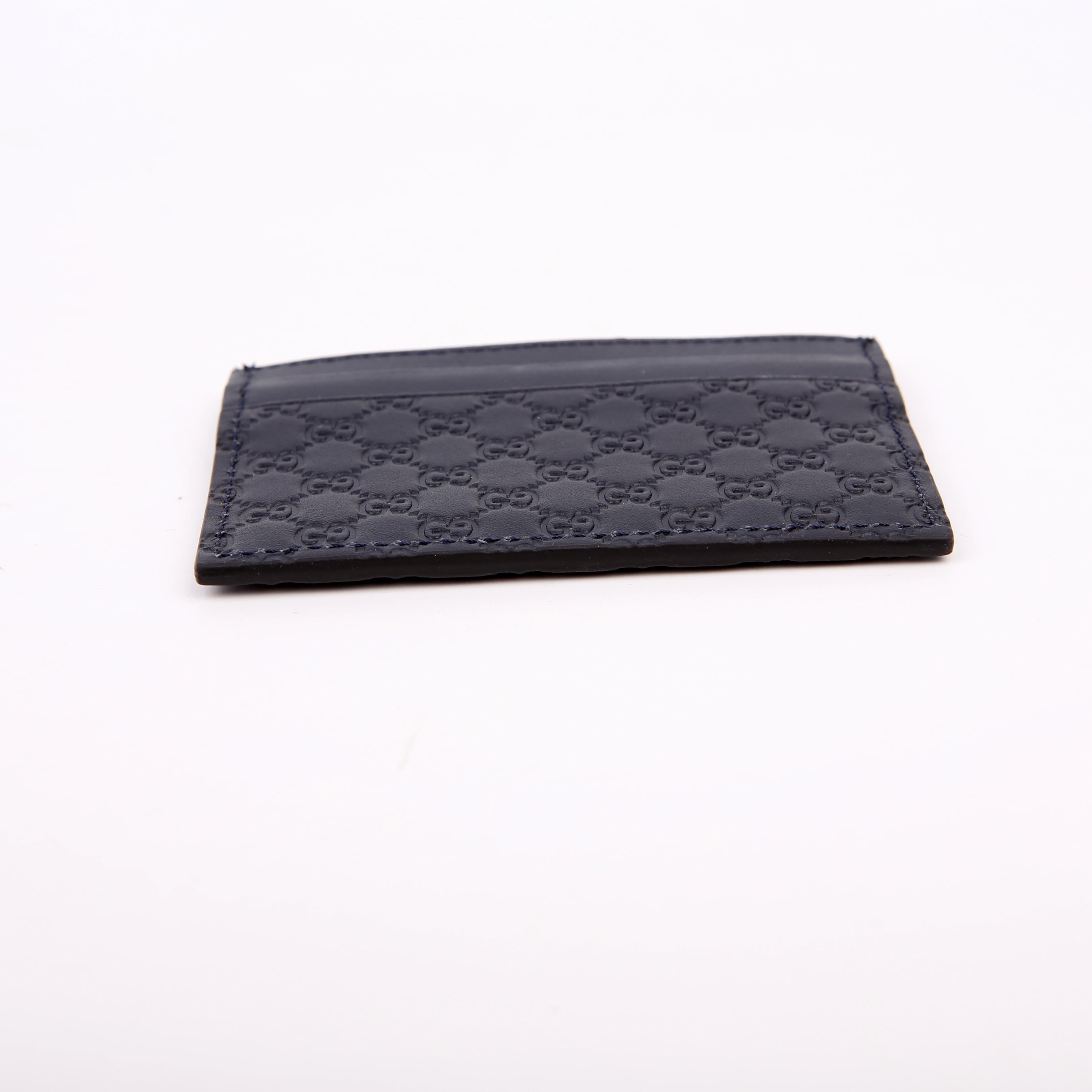 262837 Microguccissima Card Holder Navy Blue