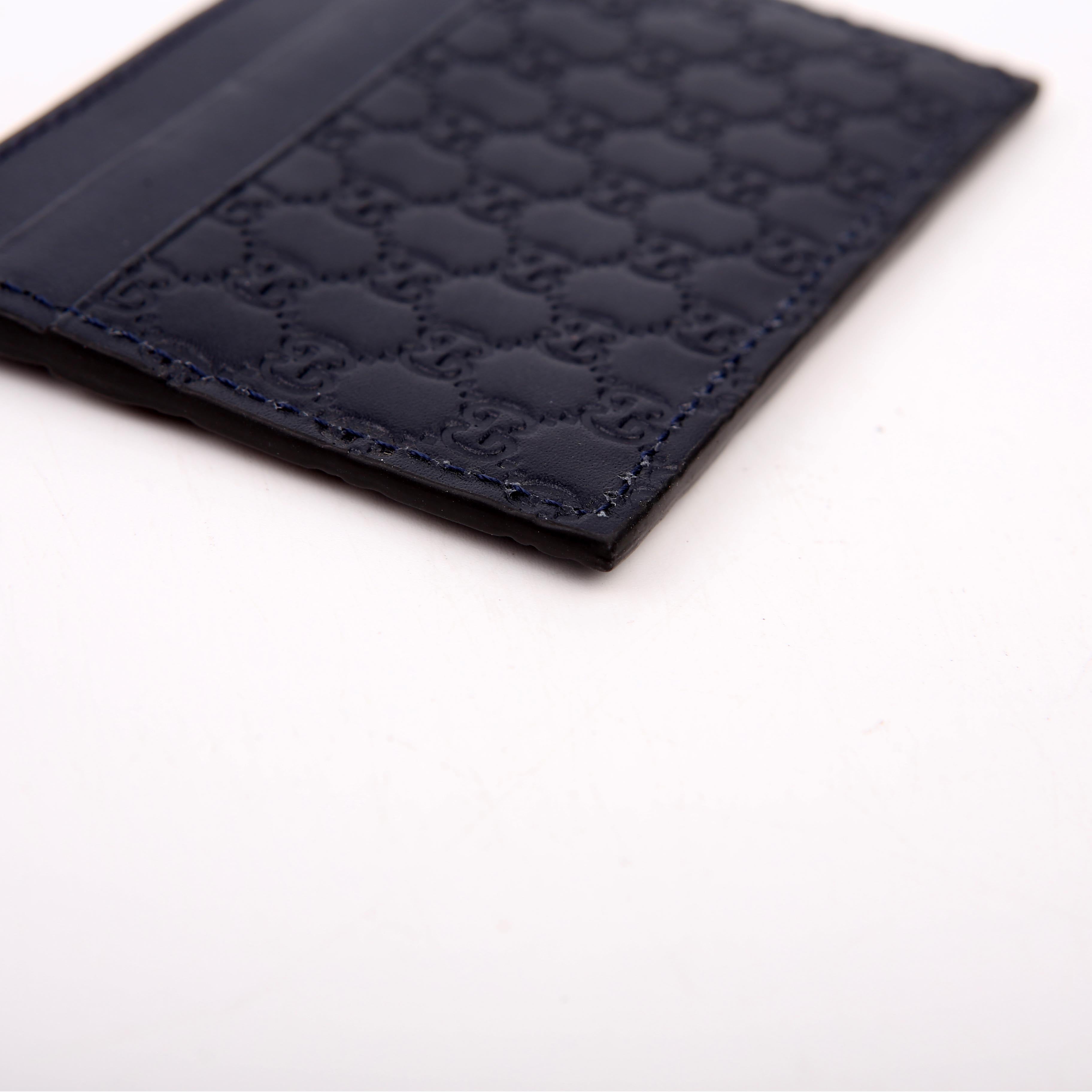 262837 Microguccissima Card Holder Navy Blue