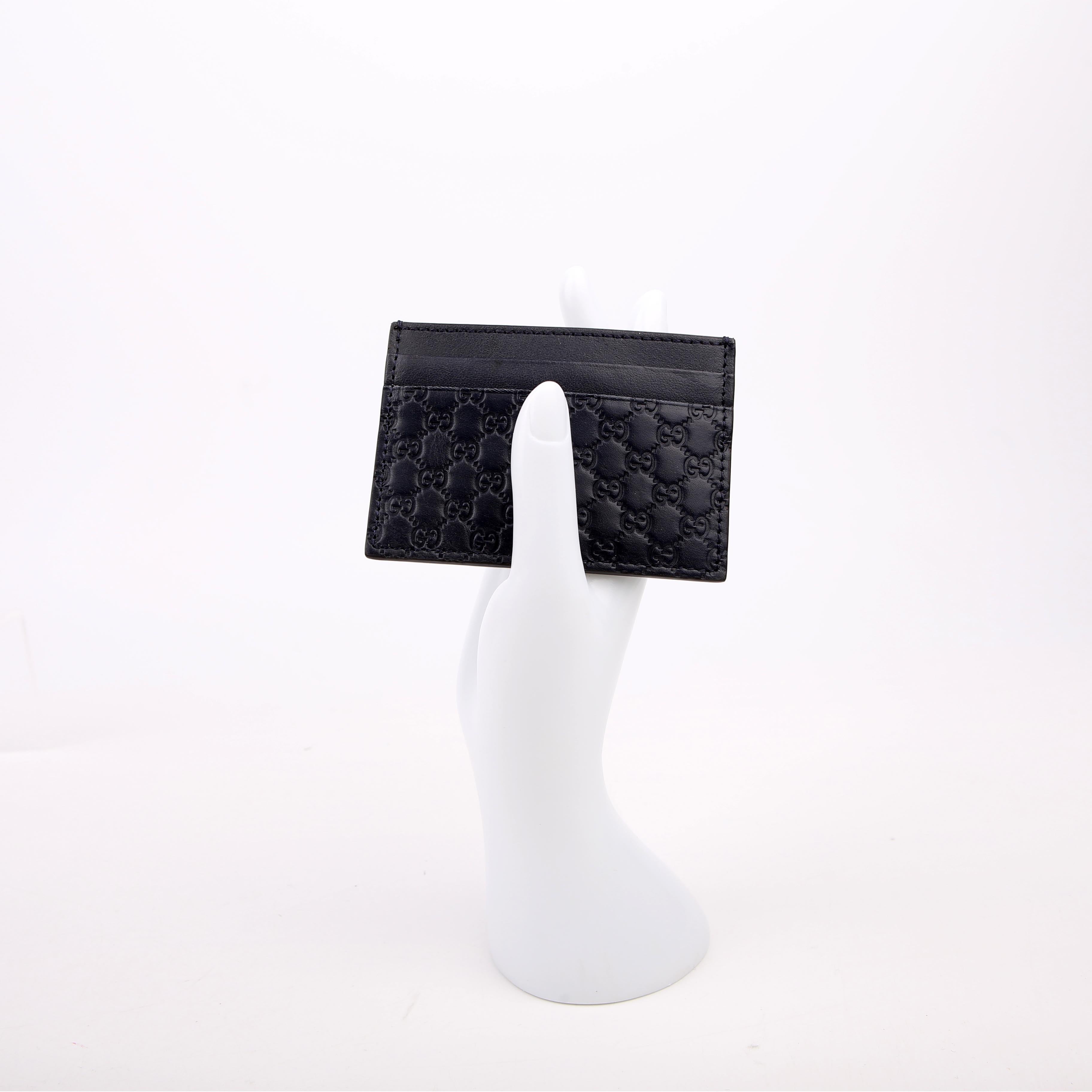 262837 Microguccissima Card Holder Navy Blue