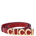 751602 Logo Extra Thin Leather Belt Size 80/32 Red