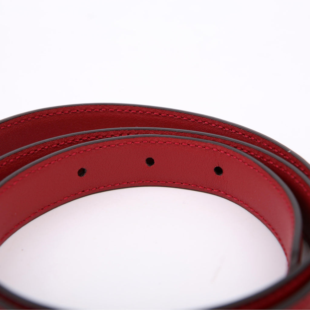 751602 Logo Extra Thin Leather Belt Size 80/32 Red