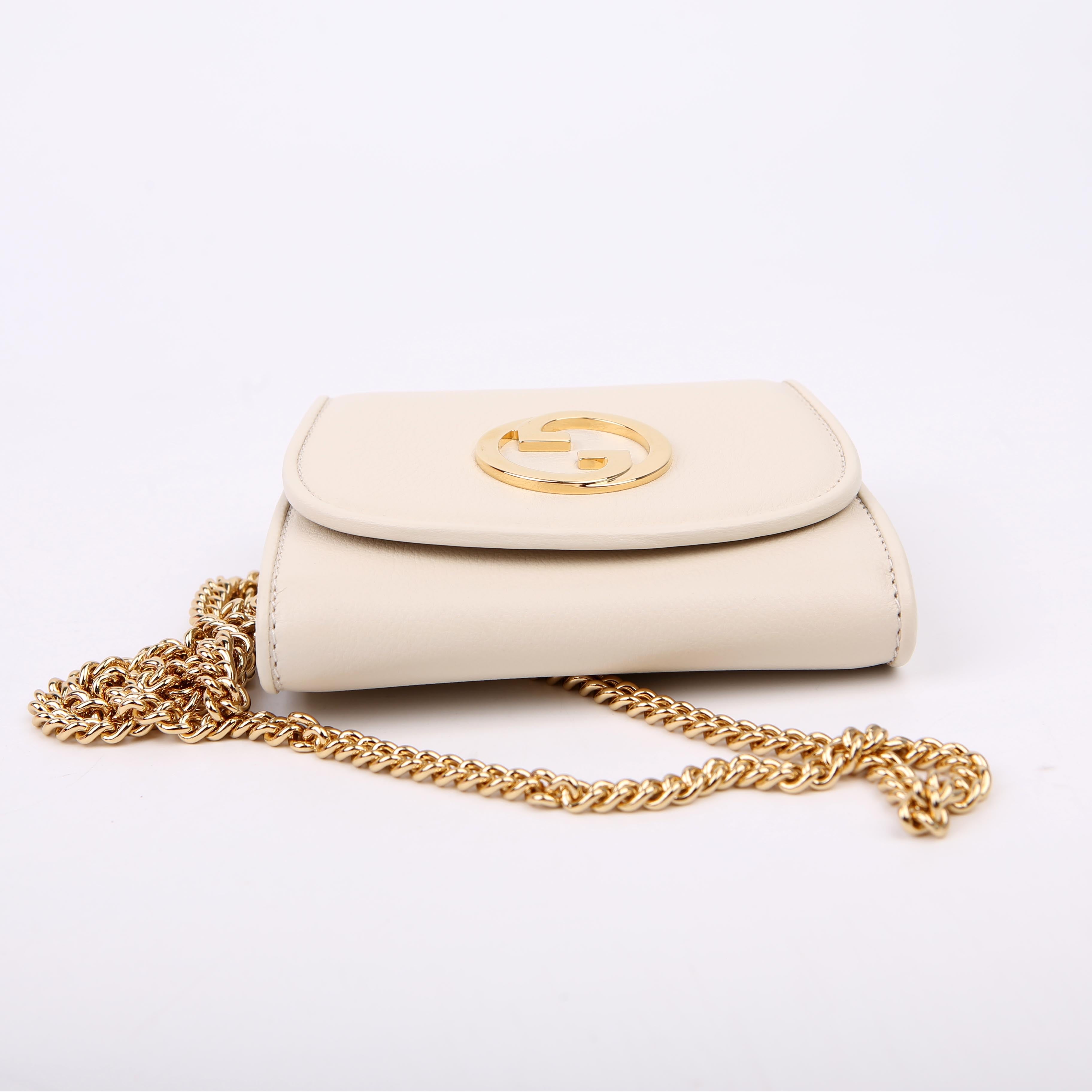 Gucci 725219 Blondie Leather Chain Wallet White