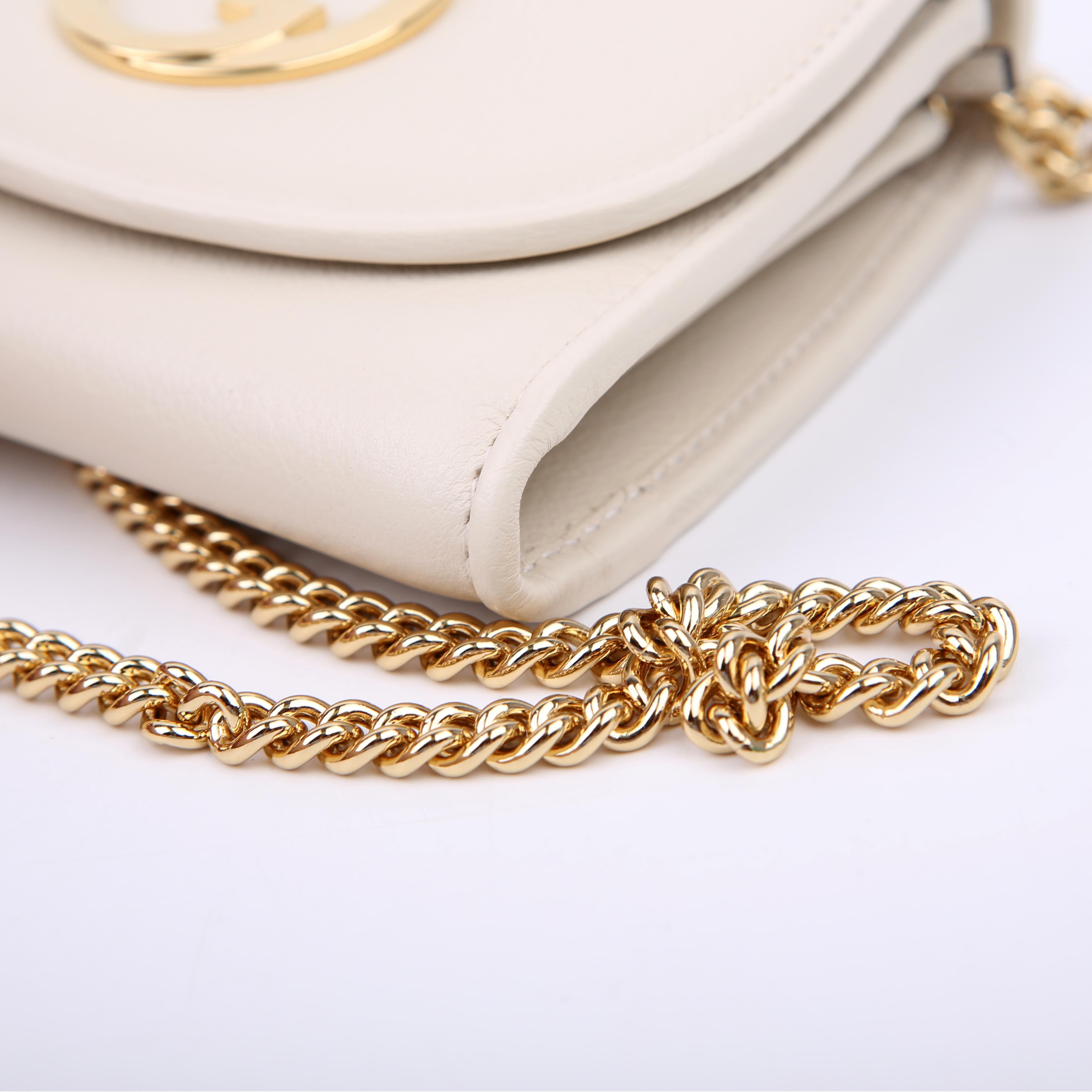 Gucci 725219 Blondie Leather Chain Wallet White