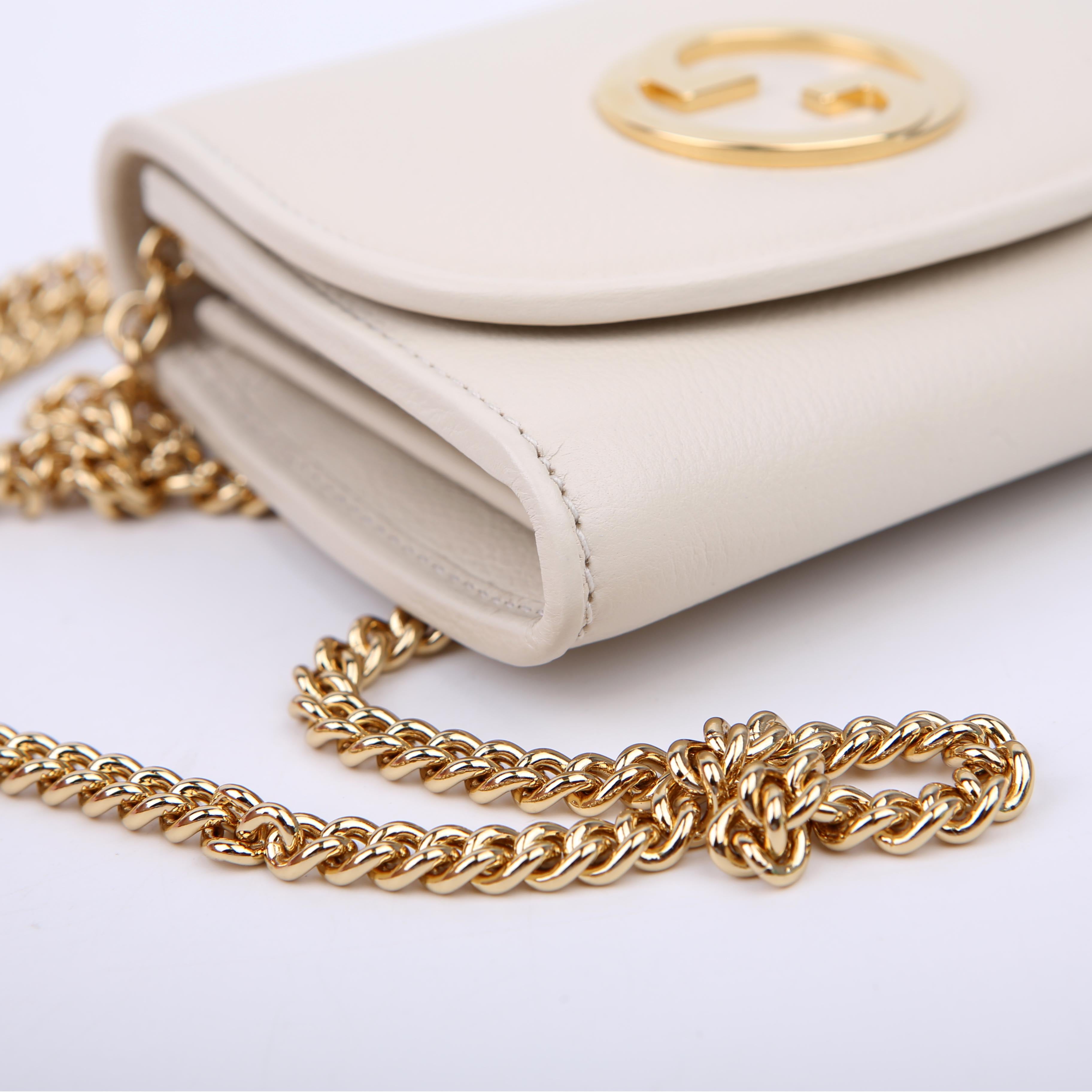 Gucci 725219 Blondie Leather Chain Wallet White