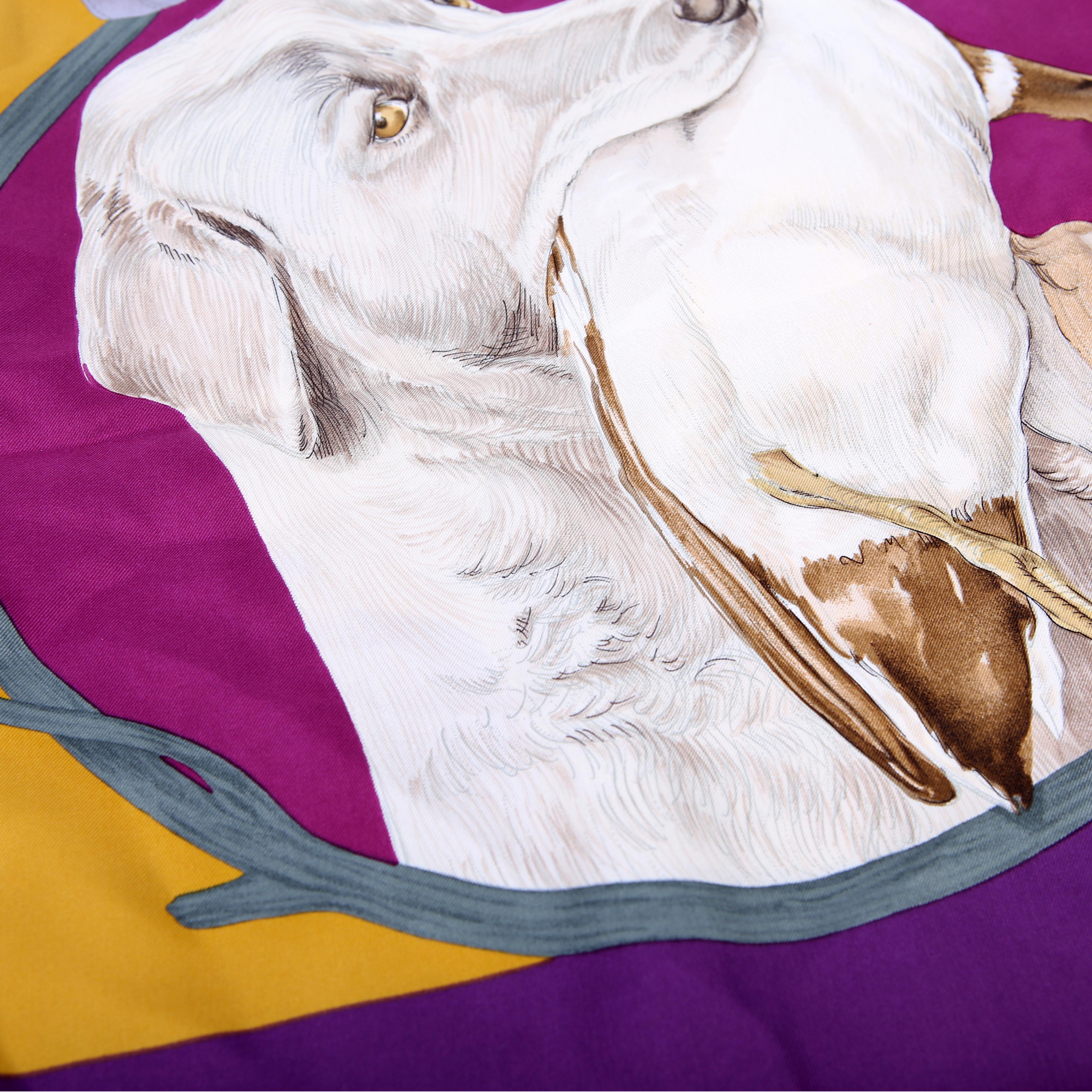 Hermes Chiens Au Rapport Silk Scarf