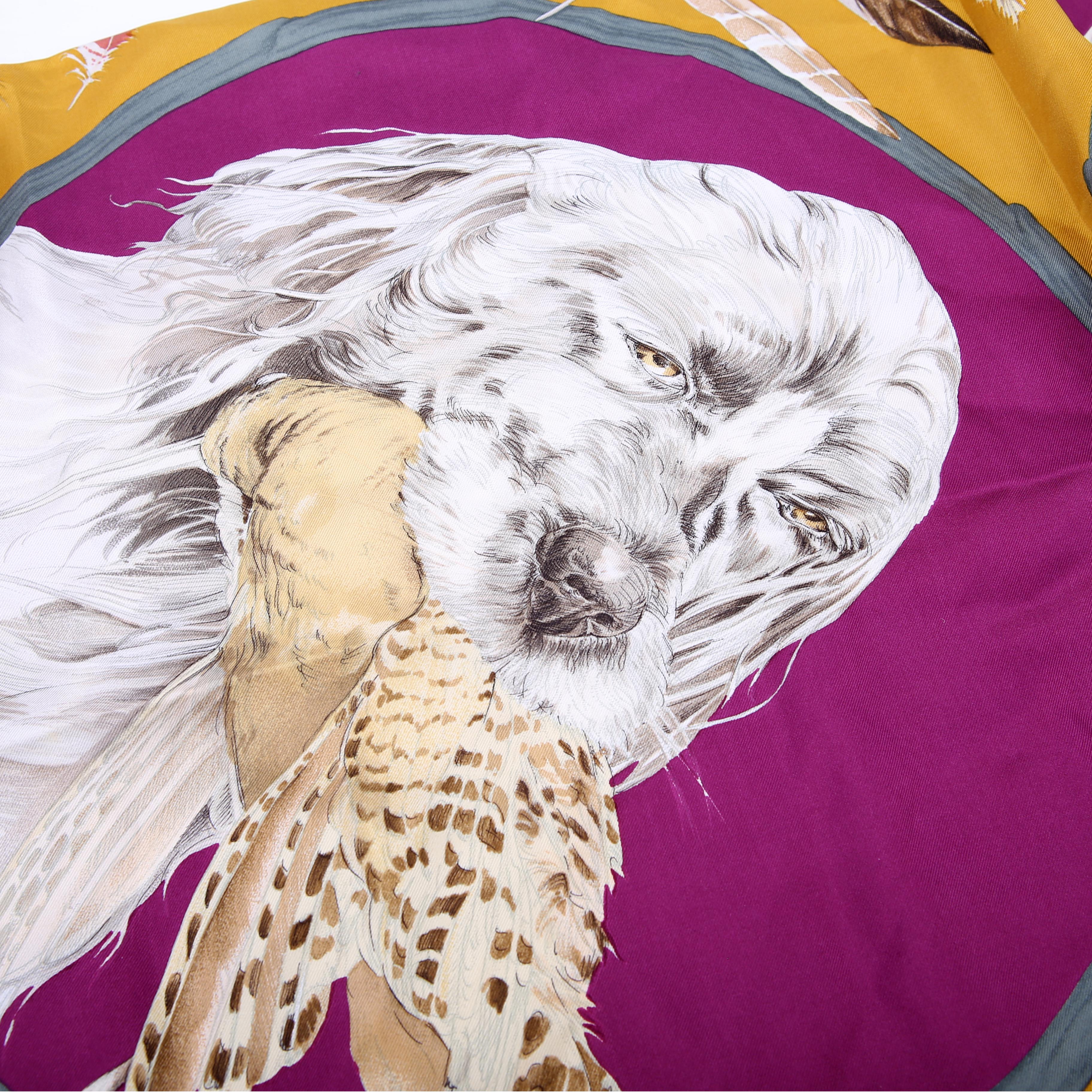 Hermes Chiens Au Rapport Silk Scarf