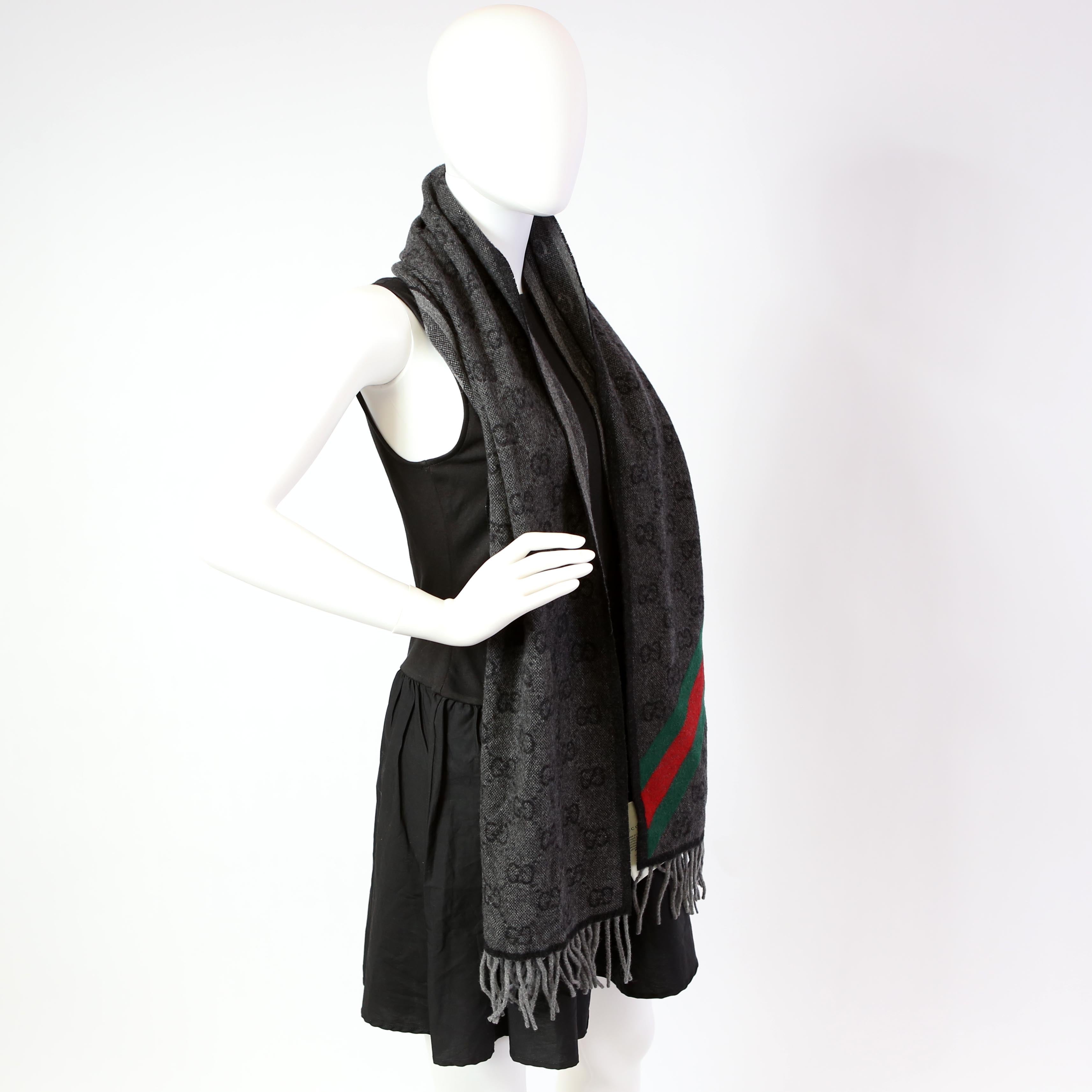 Gucci GG Web Wool Stole Scarf