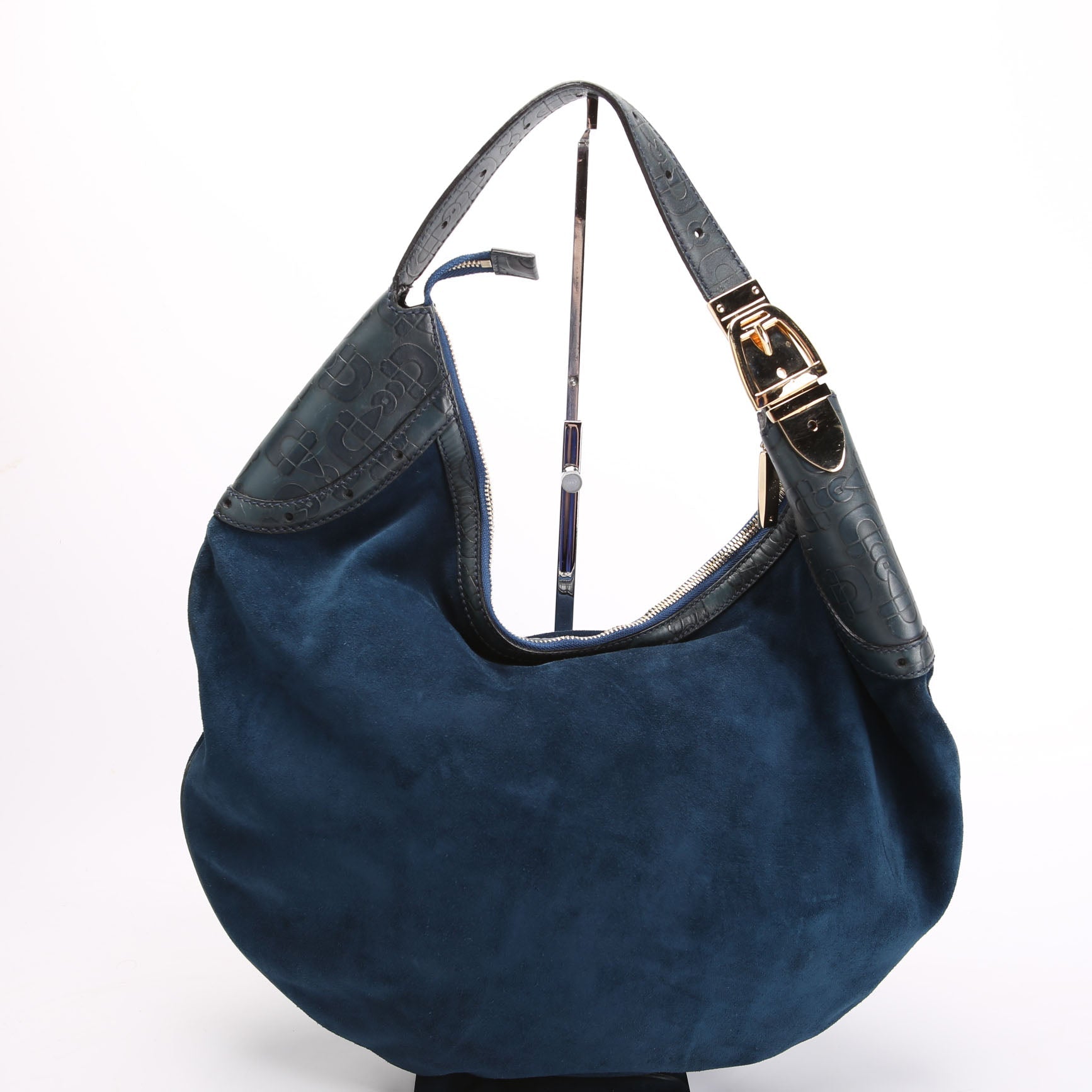 Gucci 145764 Suede Glam Hobo Blue