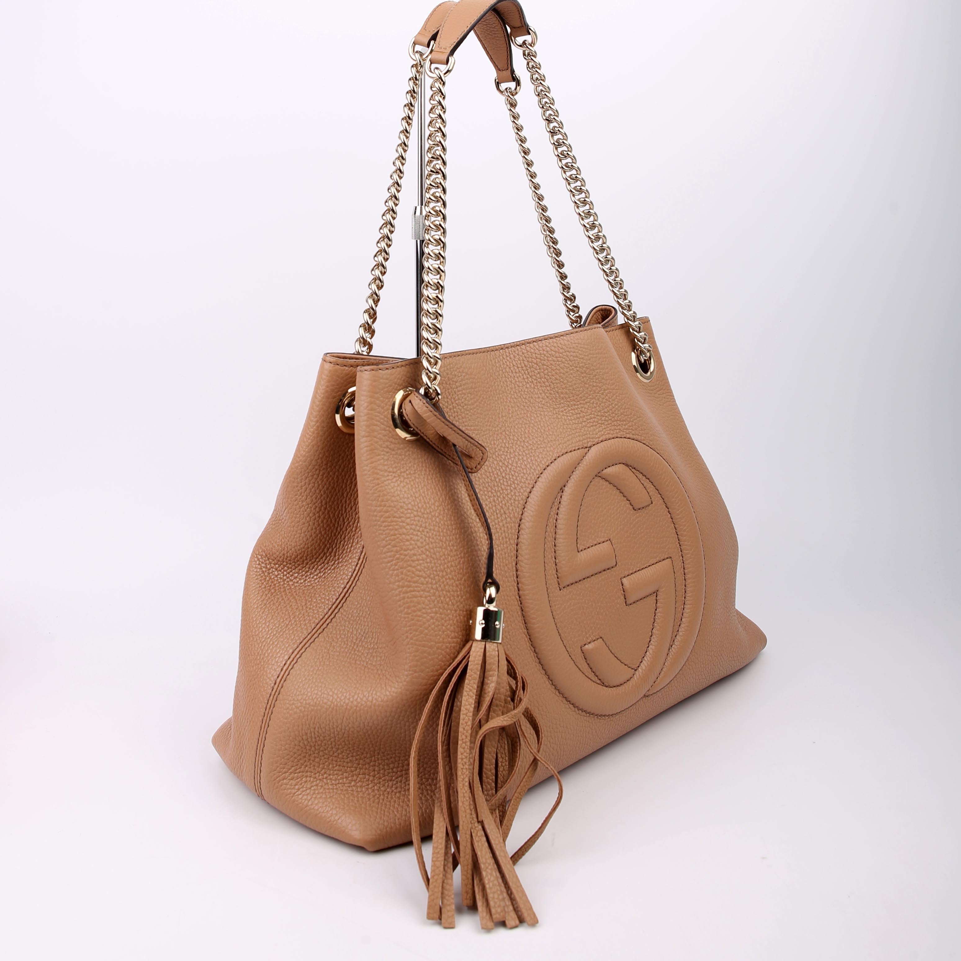 Gucci 536196 Soho Chain Tote Newer Tan