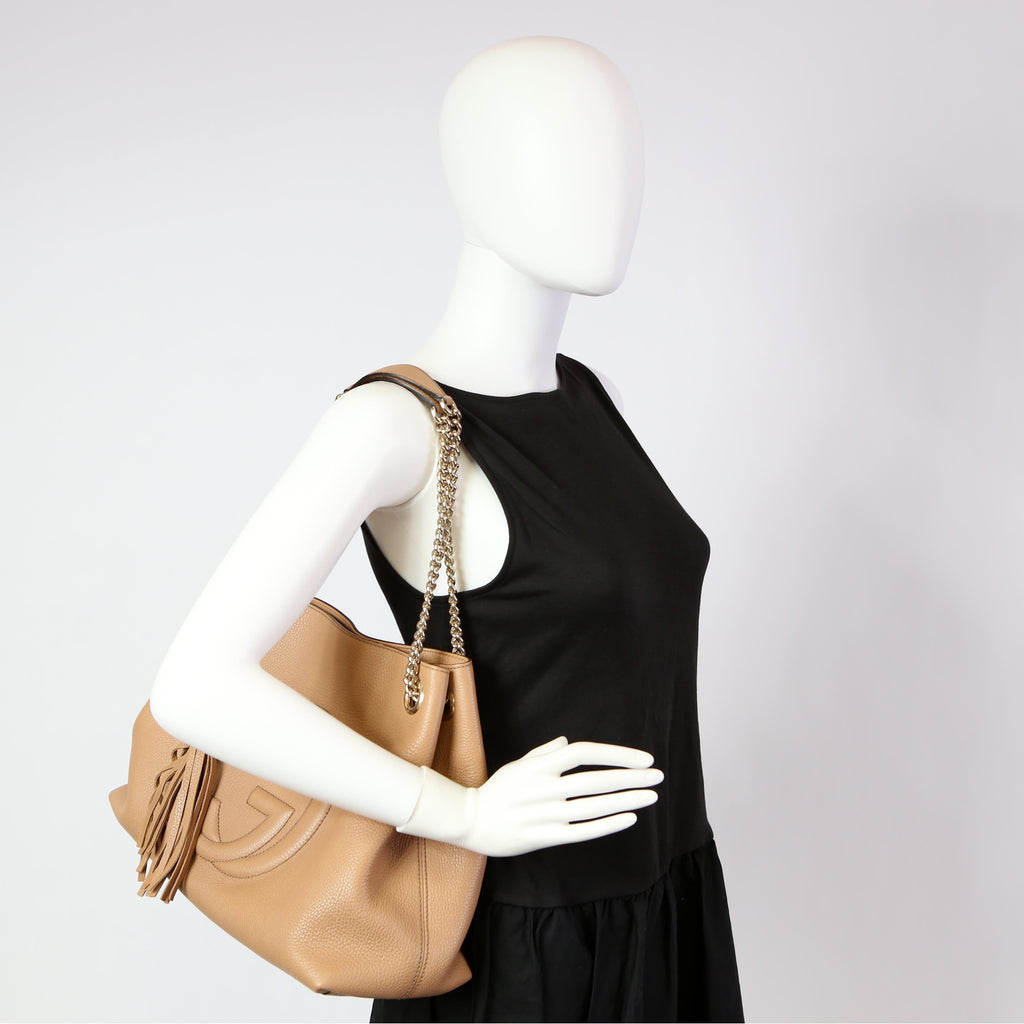 Gucci 536196 Soho Chain Tote Newer Tan