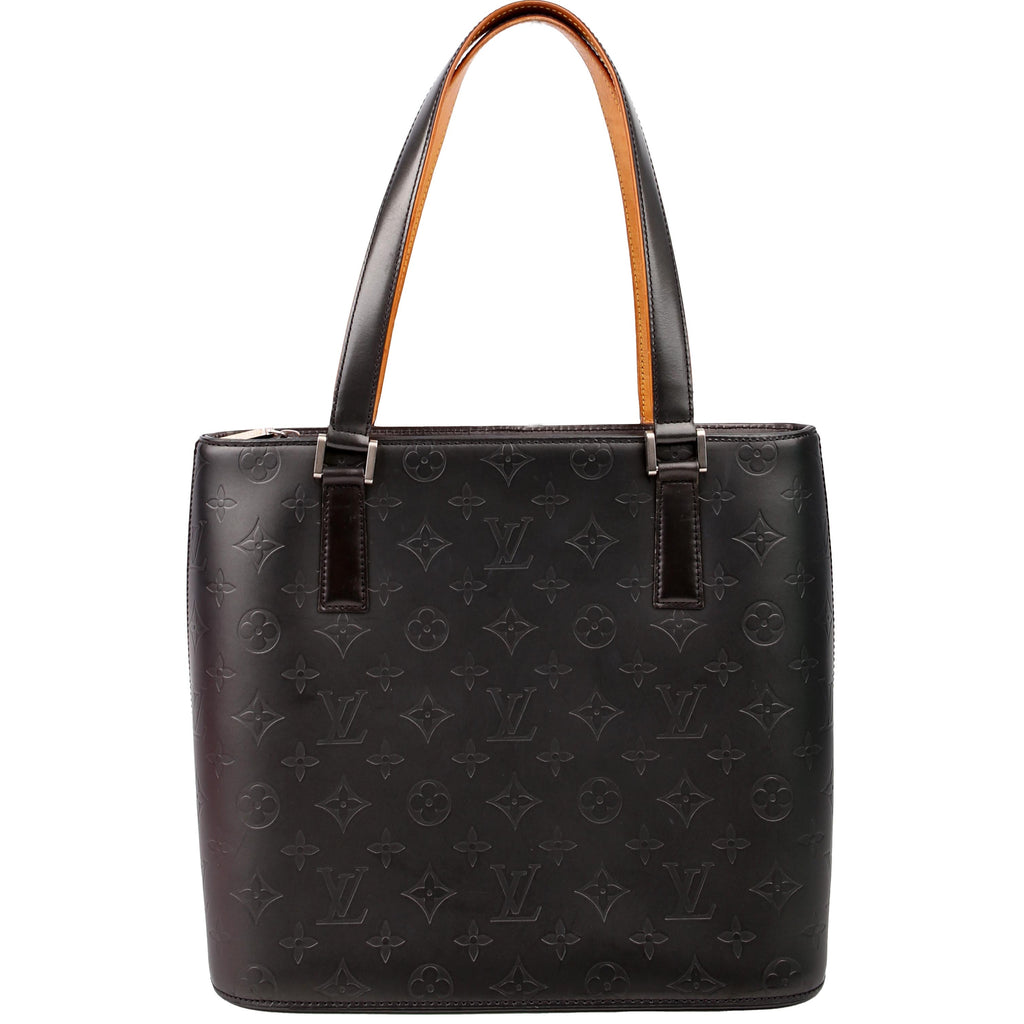 Stockton Monogram Matte Leather Grey